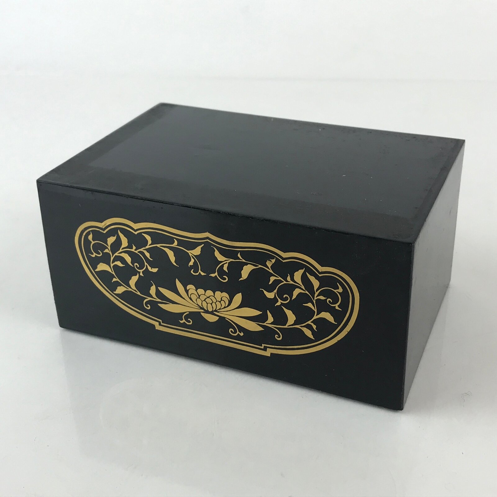 Japanese Wooden Buddhist Statue Stand Buddha Table Vtg Black Rectangular Box BU837