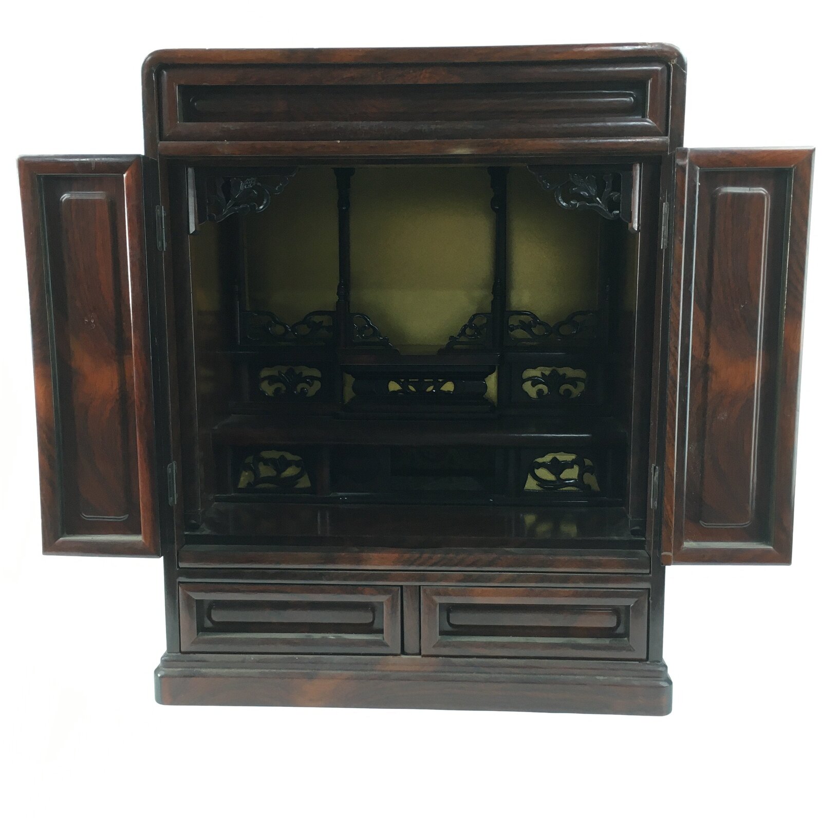 Japanese Wooden Buddhist altar Vtg Butsudan Wood Cabinet Brown T243