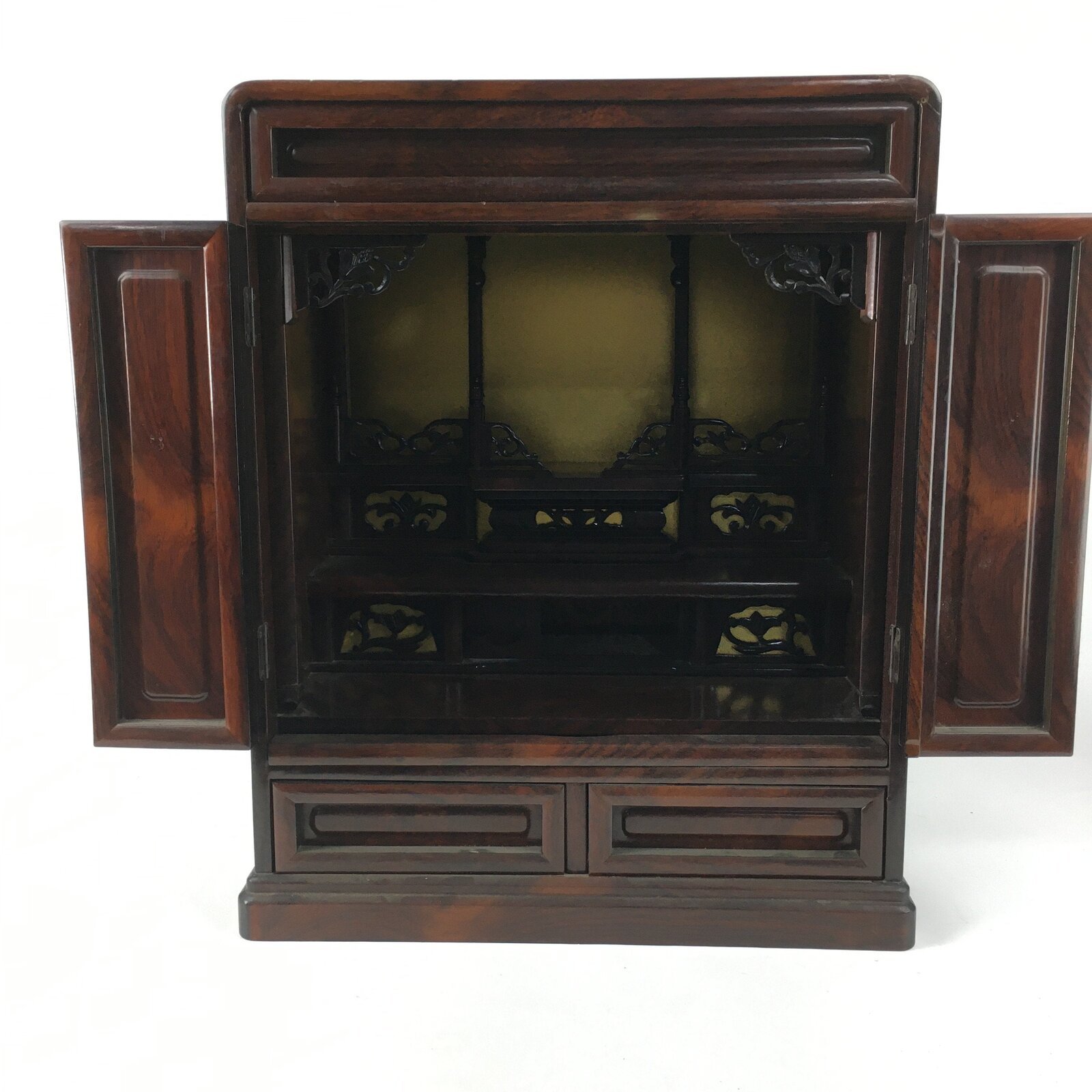 Japanese Wooden Buddhist altar Vtg Butsudan Wood Cabinet Brown T243