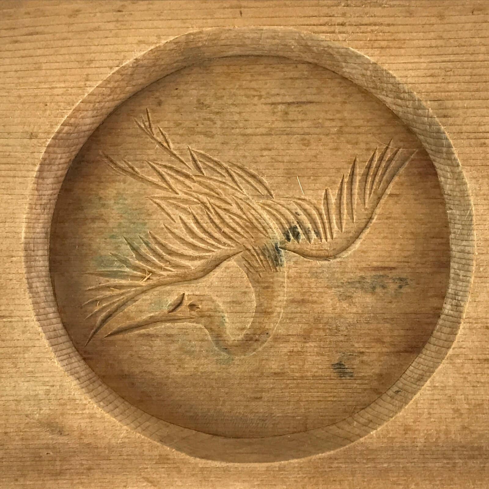 Japanese Wooden Cake Mold Kashigata Sweets Vtg Circle Crane Kg392