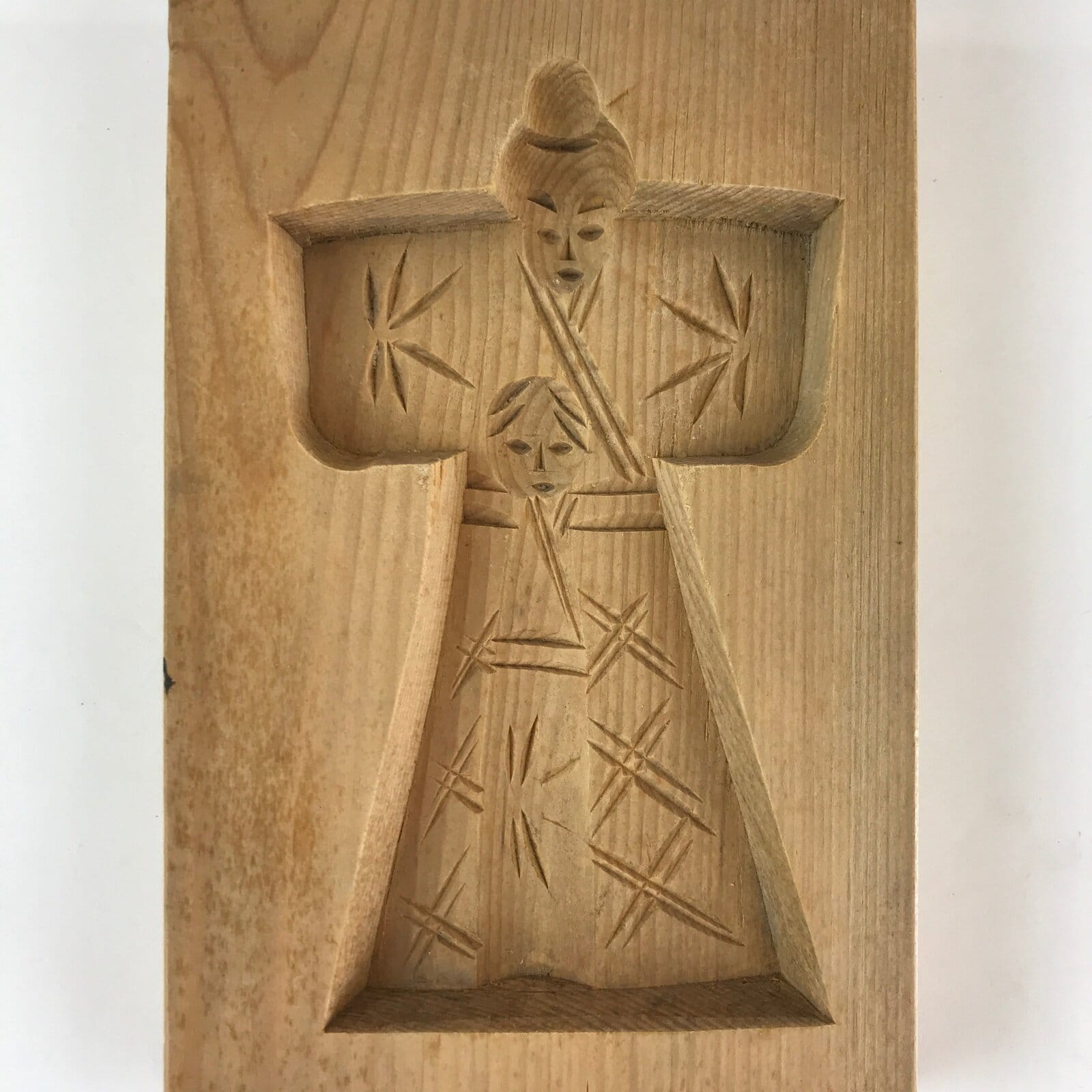 Japanese Wooden Cake Mold Kashigata Sweets Vtg Hina Doll Kg390