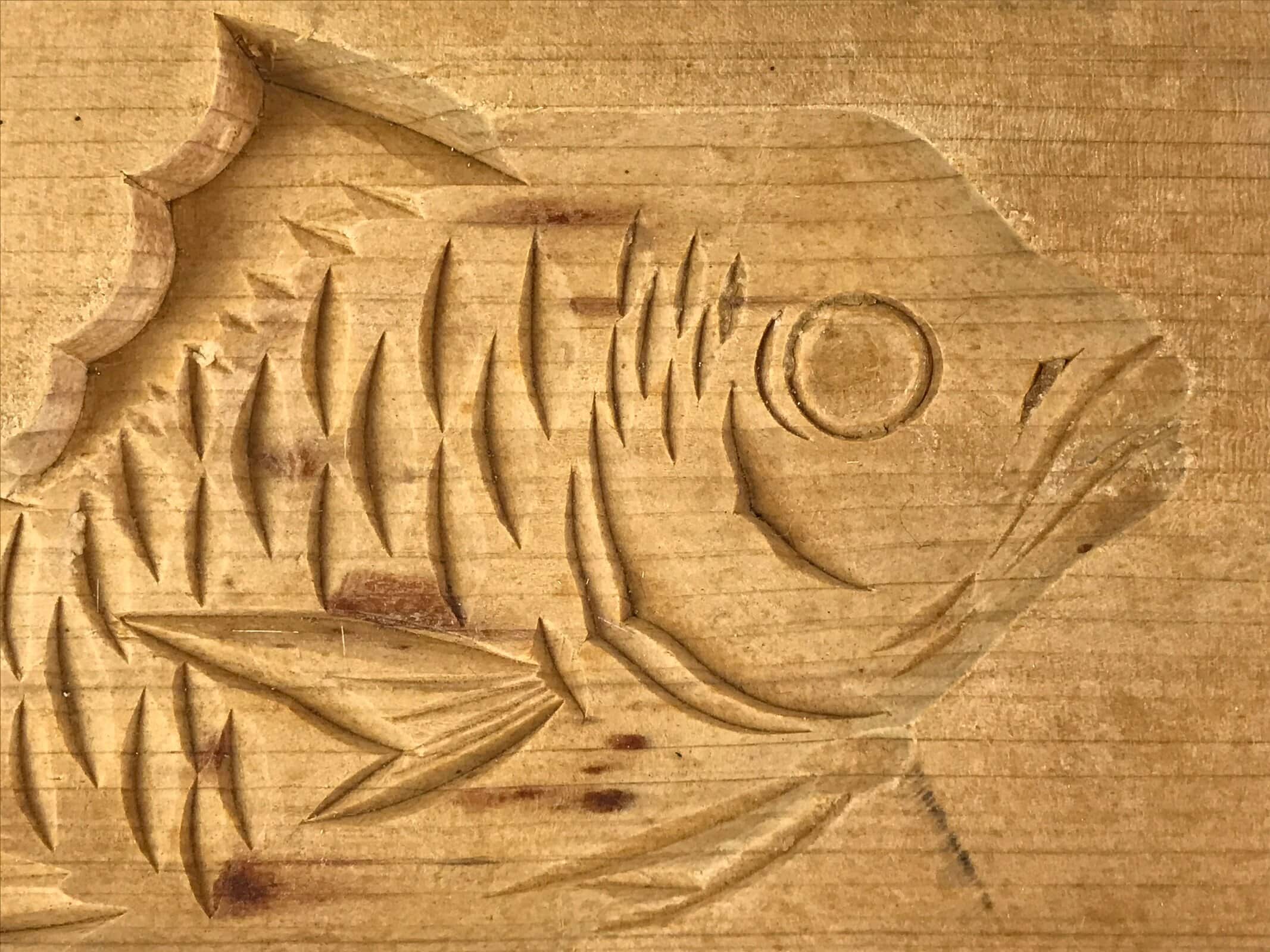 Japanese Wooden Cake Mold Kashigata Sweets Vtg Sea Bream Kg391