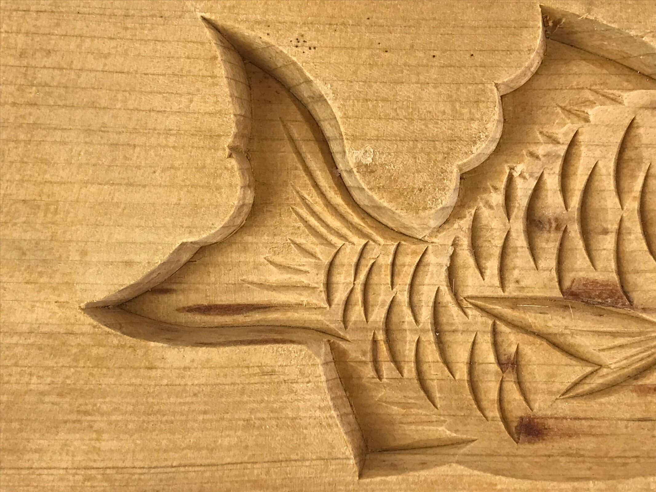 Japanese Wooden Cake Mold Kashigata Sweets Vtg Sea Bream Kg391