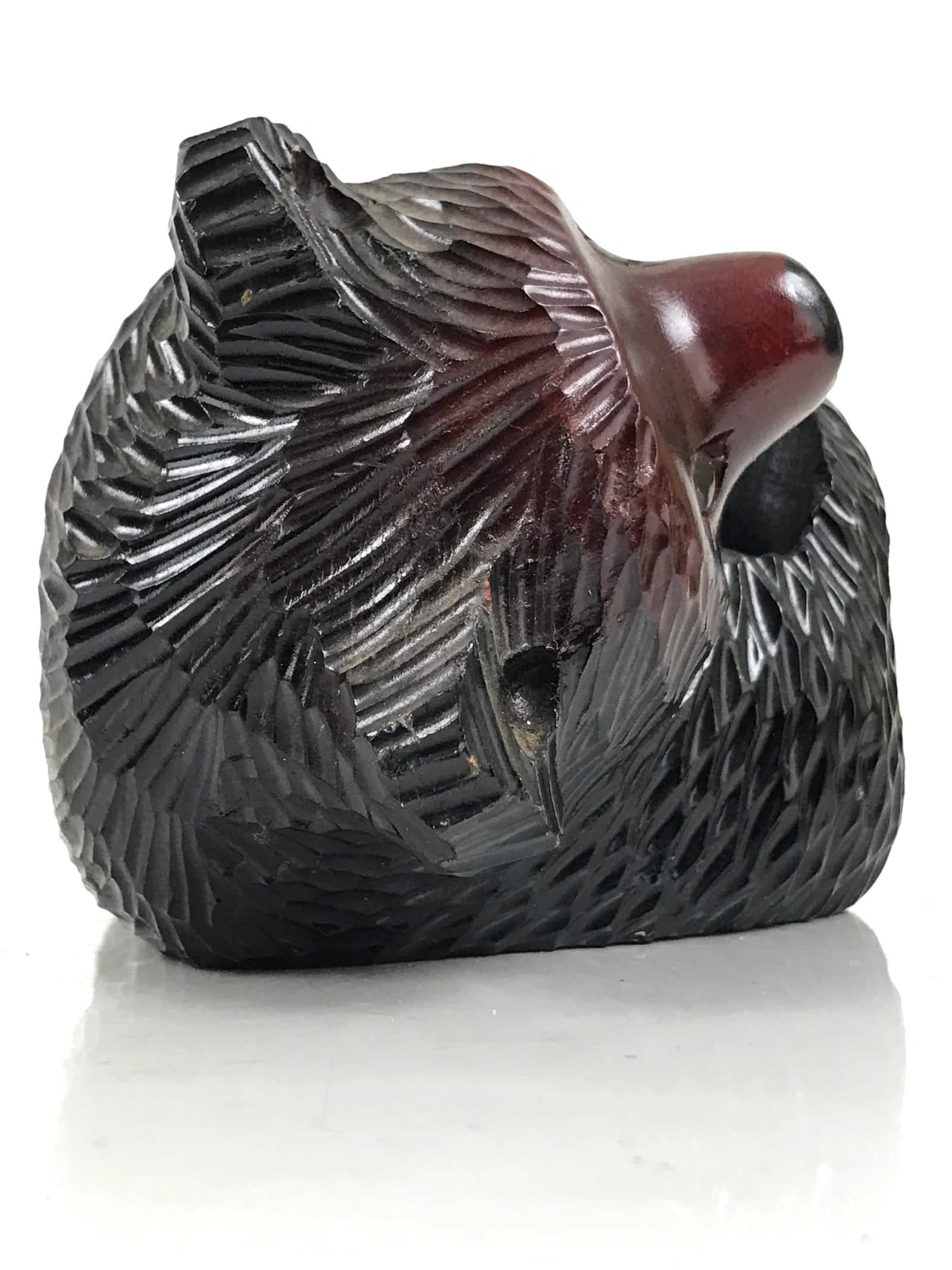 Japanese Wooden Carved Ainu Bear Candle Holder Vtg Incense Hokkaido Brown AB124