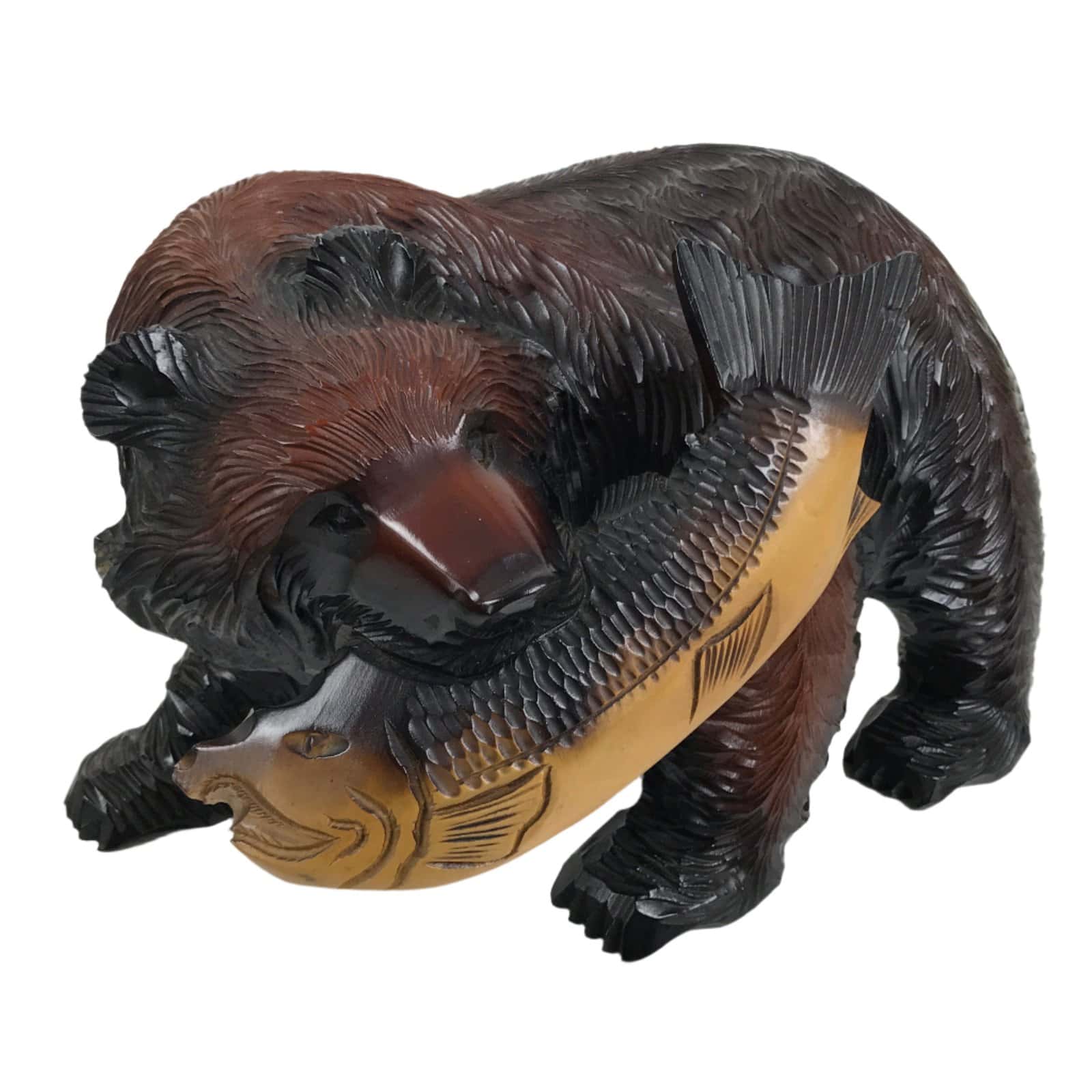 Japanese Wooden Carved Ainu Bear Statue Vtg Sculpture Hokkaido Brown AB118