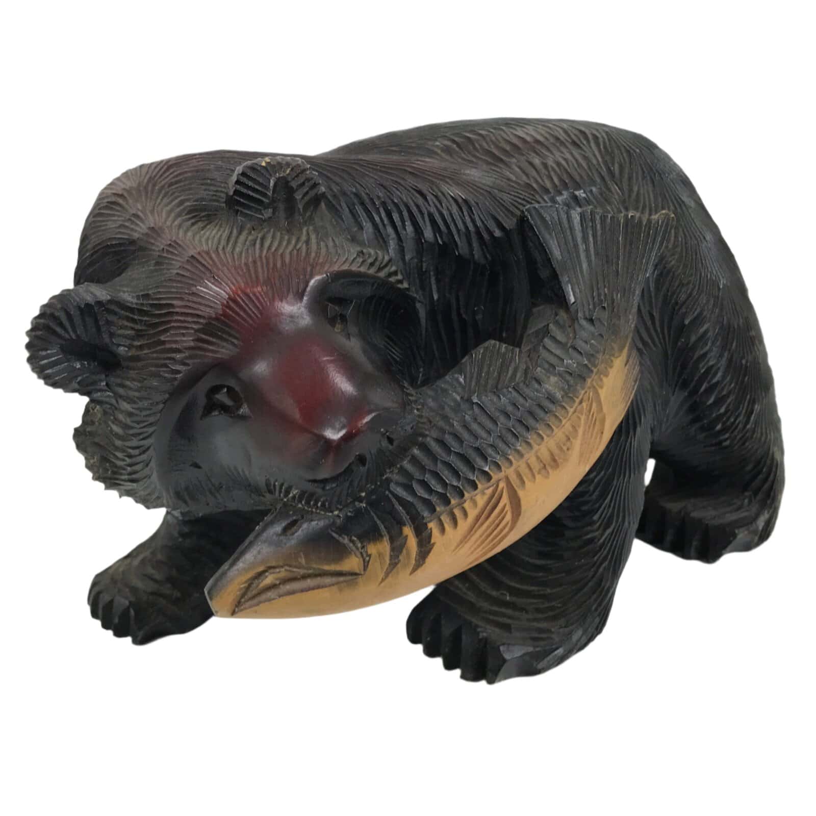 Japanese Wooden Carved Ainu Bear Statue Vtg Sculpture Hokkaido Brown AB120