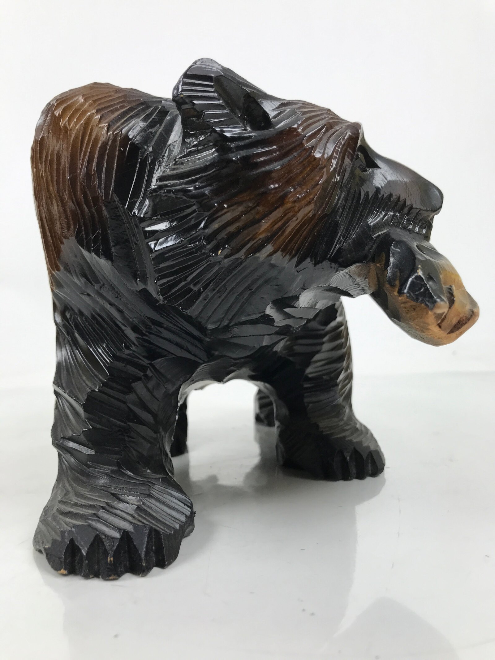 Japanese Wooden Carved Ainu Bear Statue Vtg Sculpture Hokkaido Brown AB121