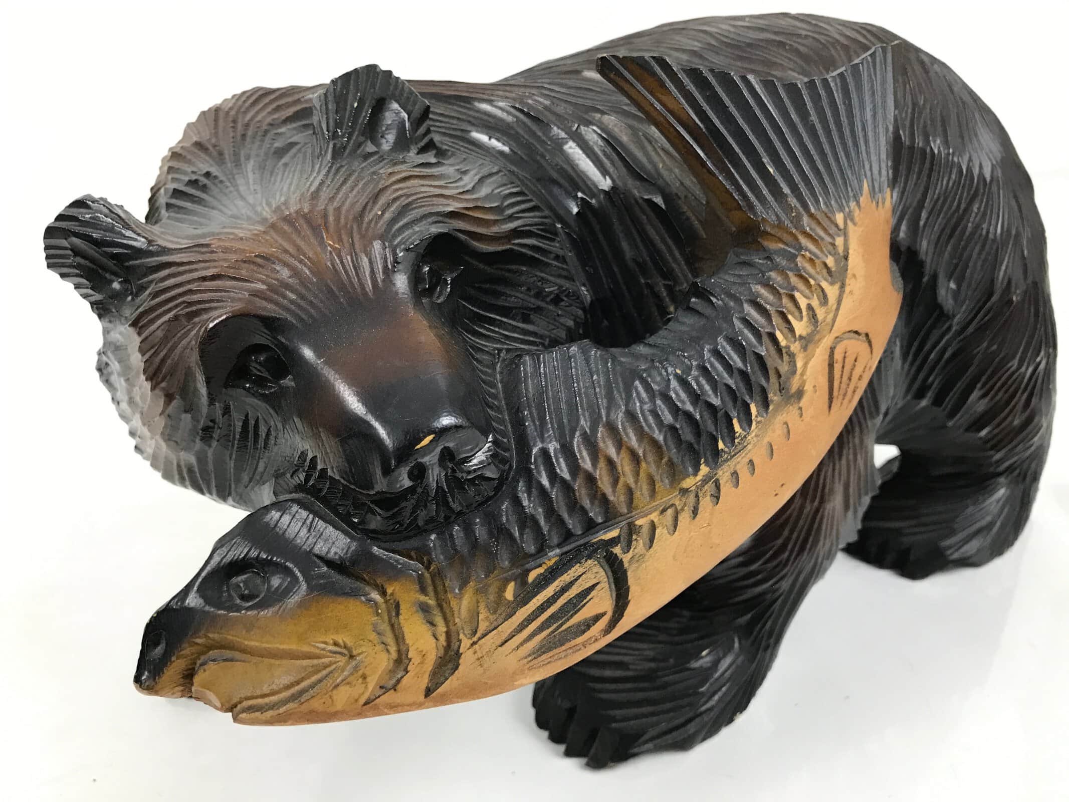 Japanese Wooden Carved Ainu Bear Statue Vtg Sculpture Hokkaido Brown AB121