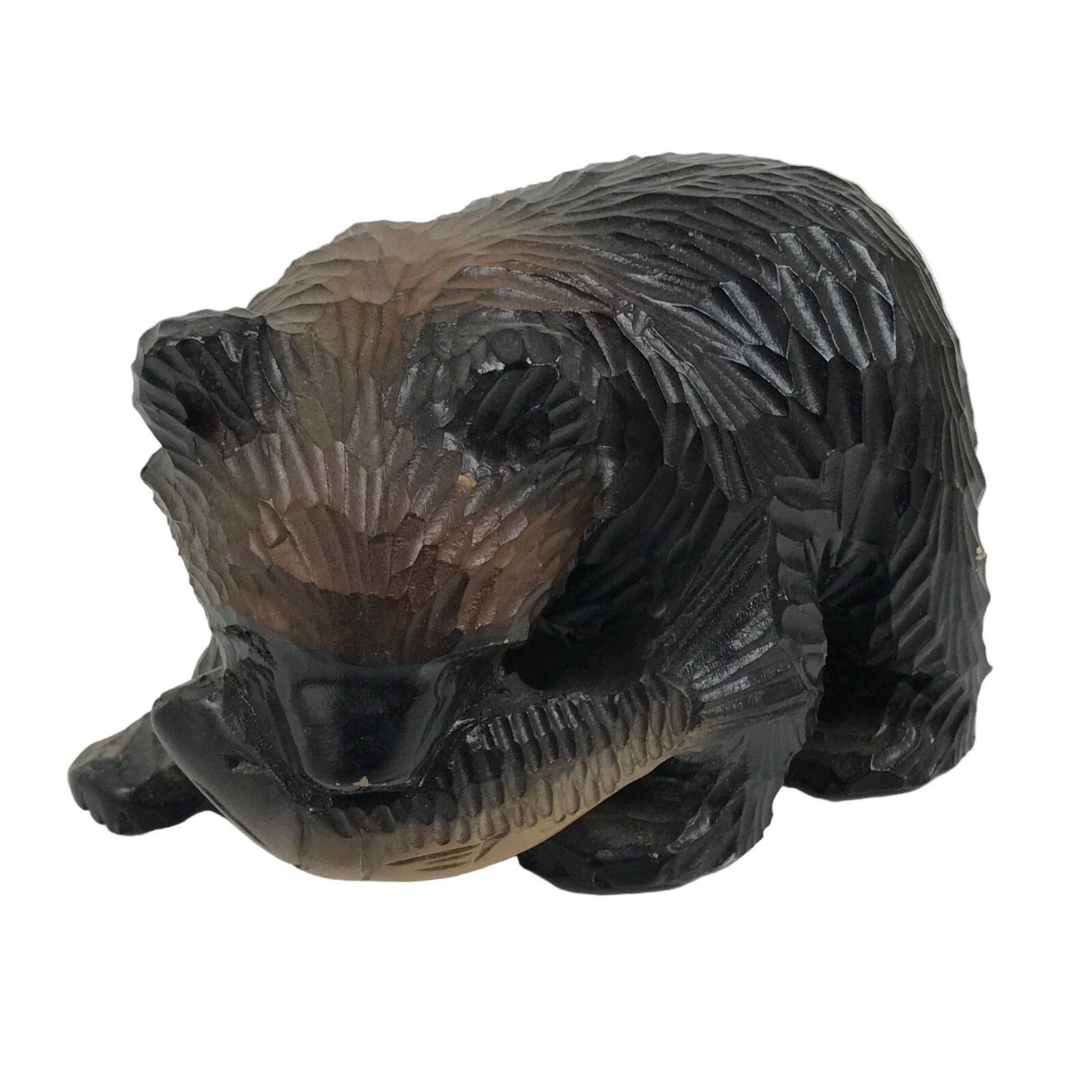 Japanese Wooden Carved Ainu Bear Statue Vtg Sculpture Hokkaido Brown AB127