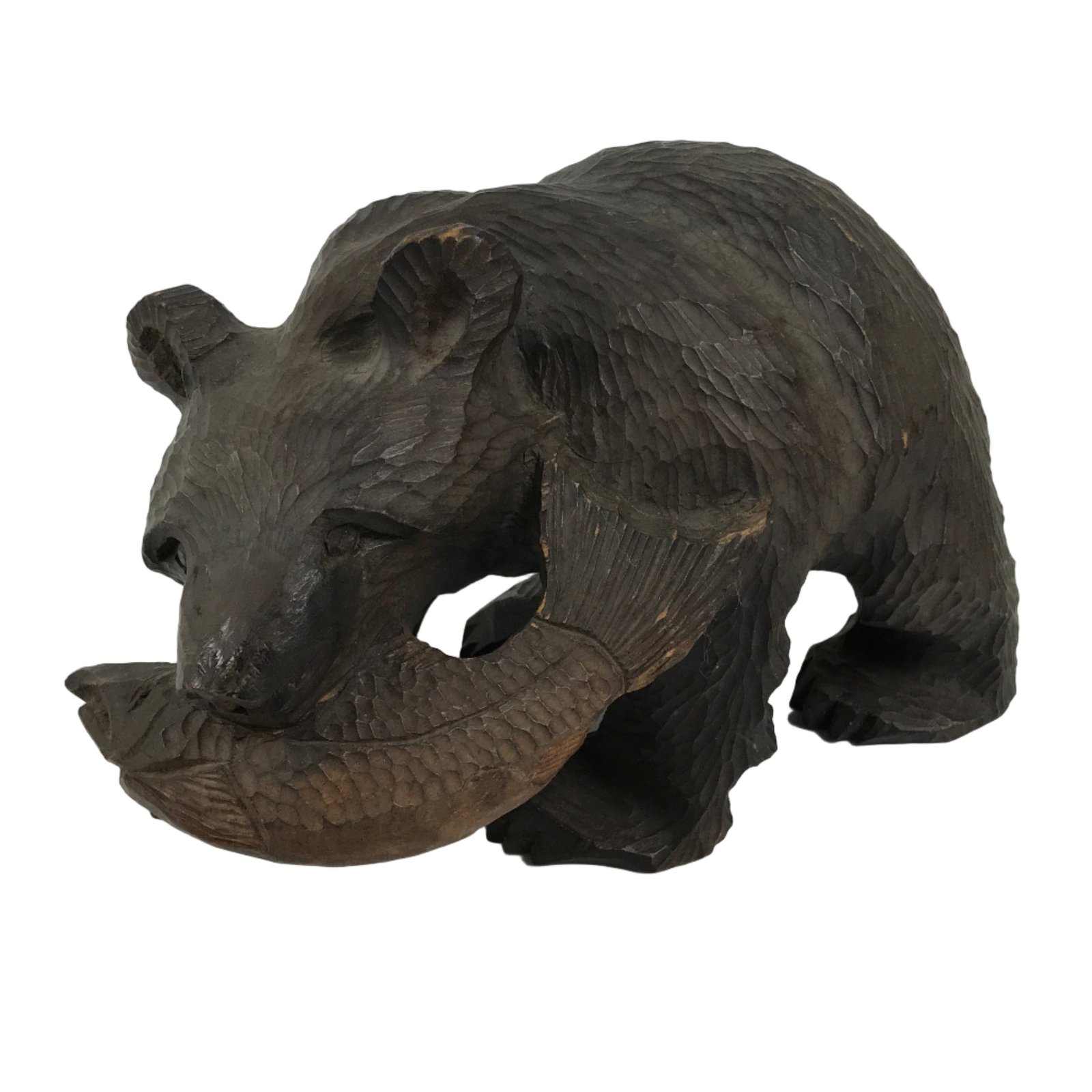 Japanese Wooden Carved Ainu Bear Statue Vtg Sculpture Hokkaido Brown AB129