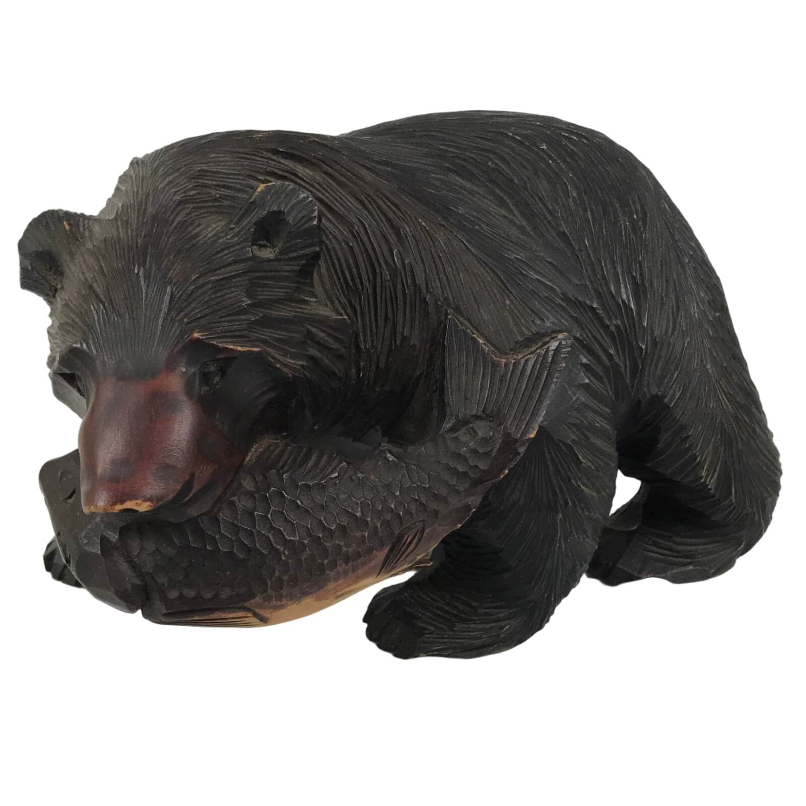 Japanese Wooden Carved Ainu Bear Statue Vtg Sculpture Hokkaido Brown AB131