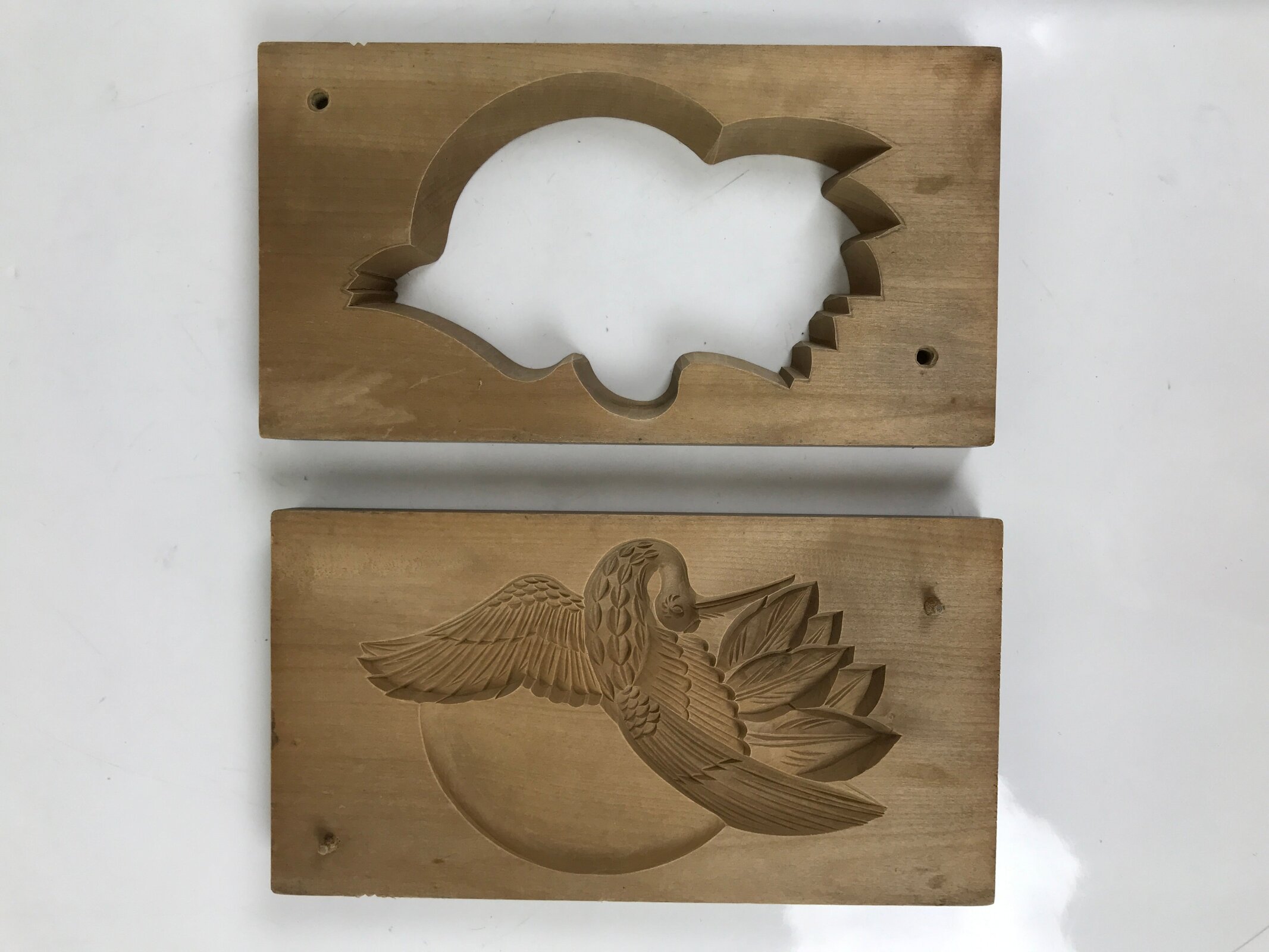 Japanese Wooden Carved Kashigata Cake Mold Sweet Wagashi Rising Sun Crane Kg629