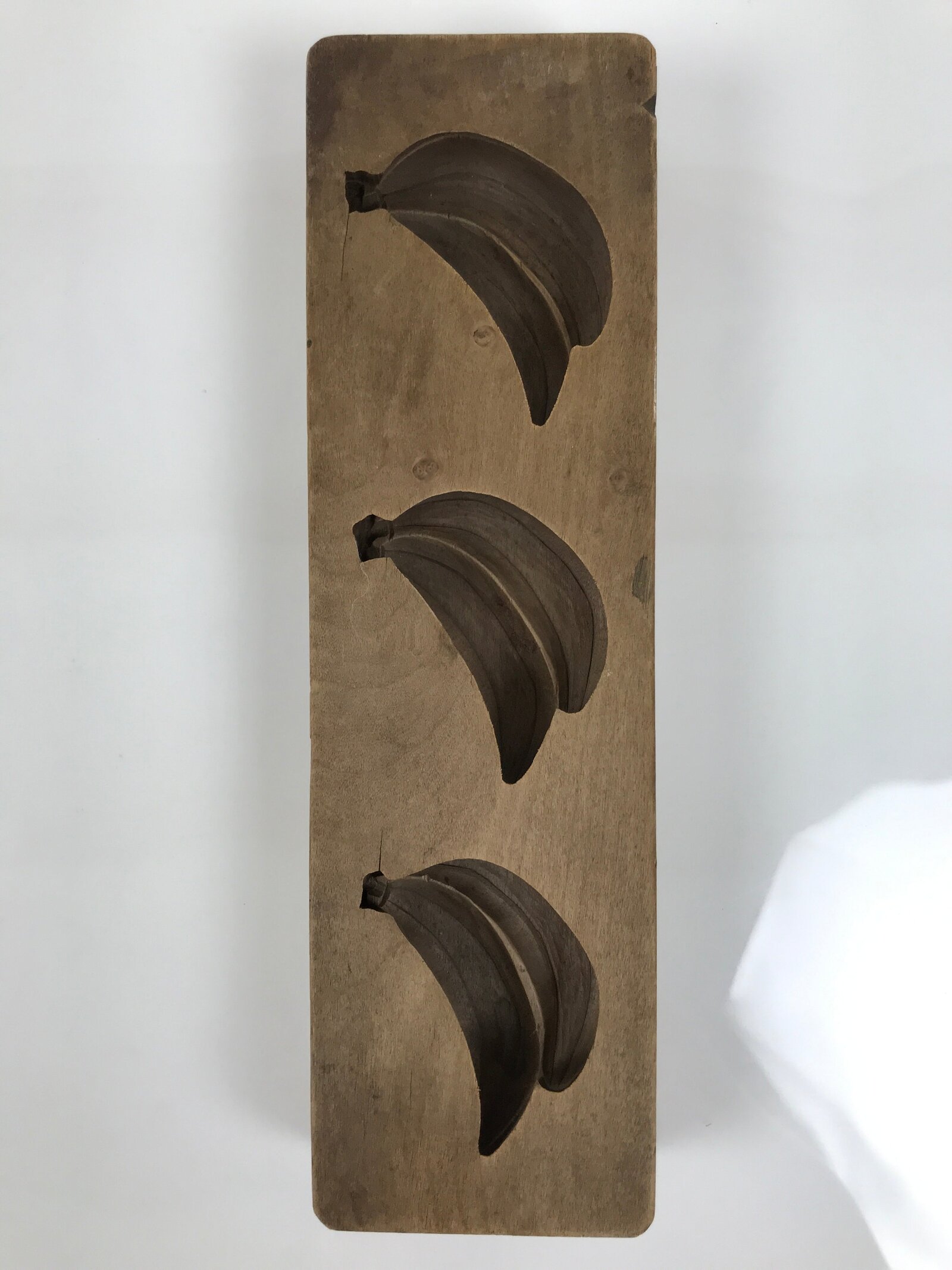 Japanese Wooden Carved Kashigata Cake Mold Vtg Sweet Wagashi Banana Fruit Kg774