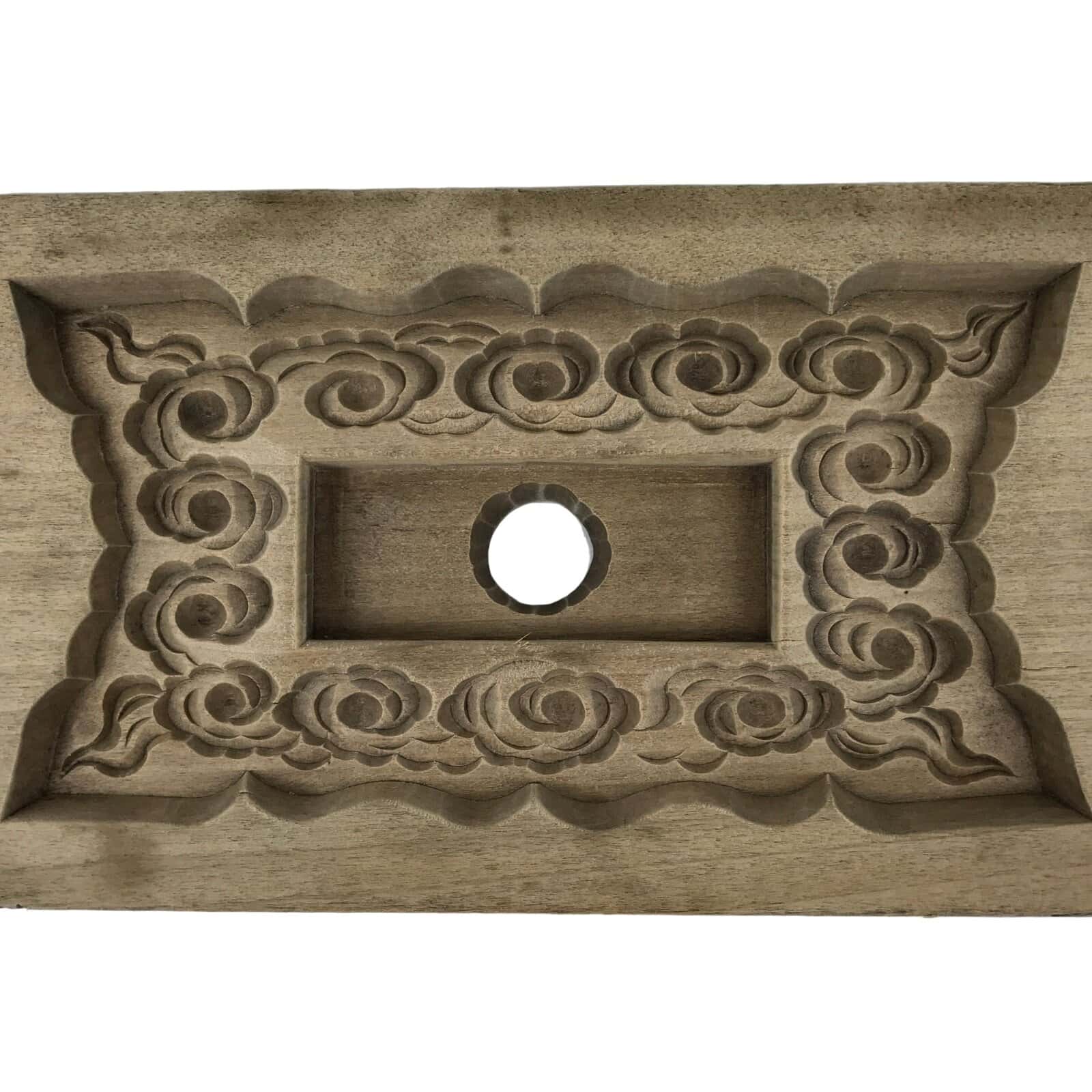 Japanese Wooden Carved Kashigata Cake Mold Vtg Sweet Wagashi Cloud Frame Kg756