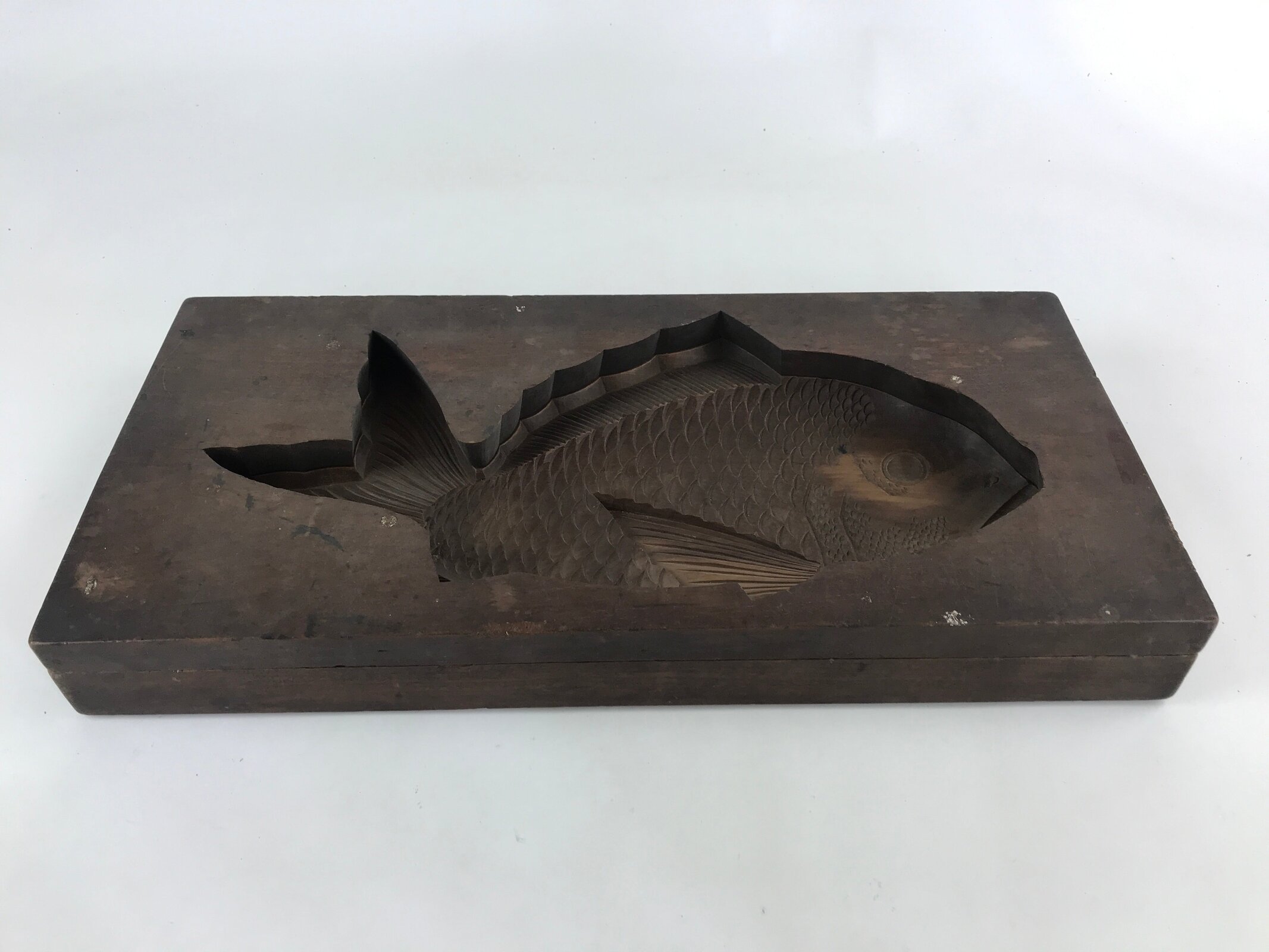 Japanese Wooden Carved Kashigata Cake Mold Vtg Sweet Wagashi Fish Kg464