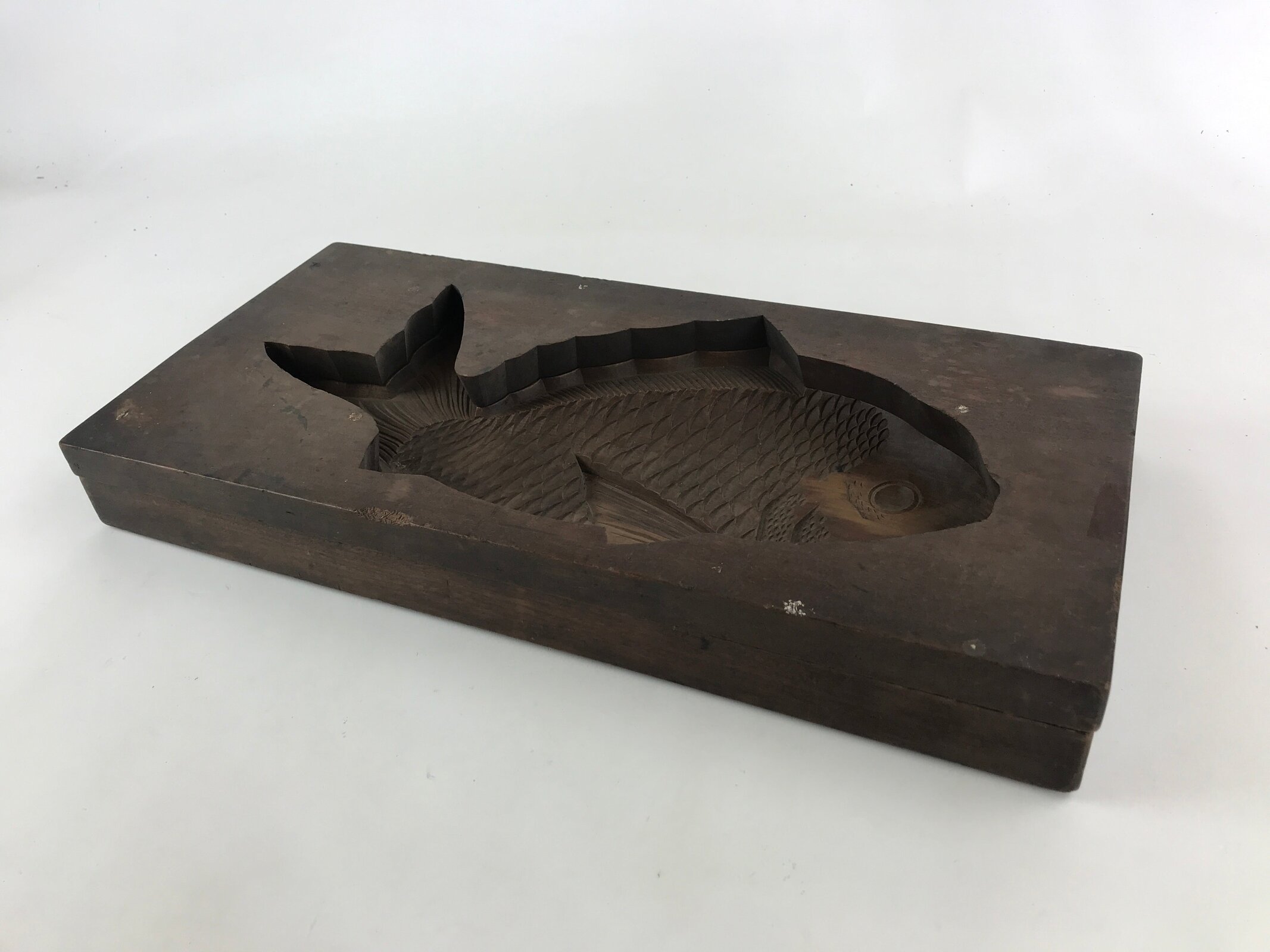 Japanese Wooden Carved Kashigata Cake Mold Vtg Sweet Wagashi Fish Kg464