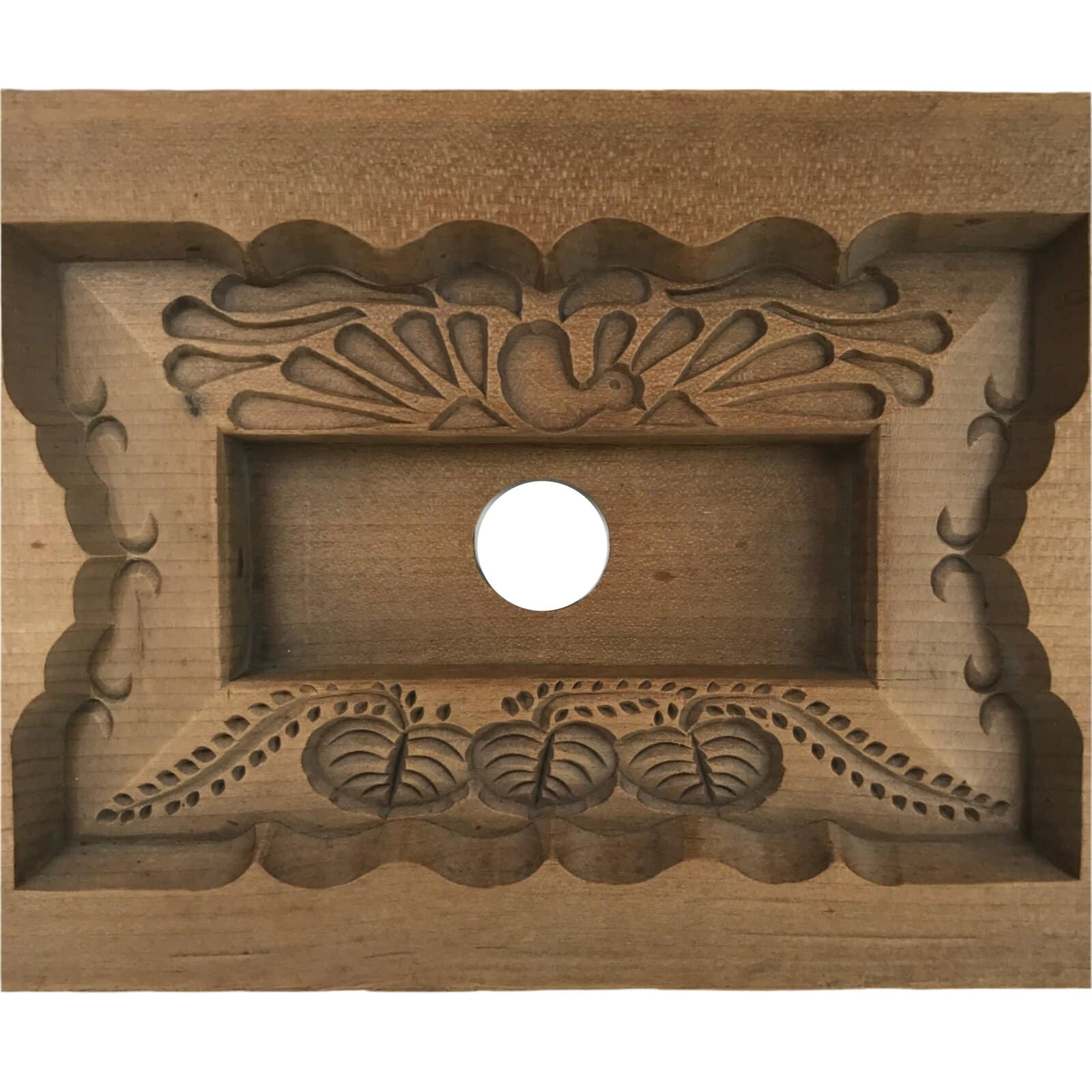 Japanese Wooden Carved Kashigata Cake Mold Vtg Sweet Wagashi Folk Frame Kg651