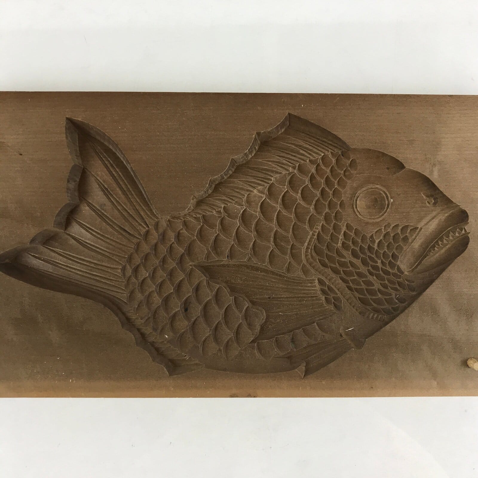 Japanese Wooden Carved Kashigata Cake Mold Vtg Sweet Wagashi Sea Bream Kg460