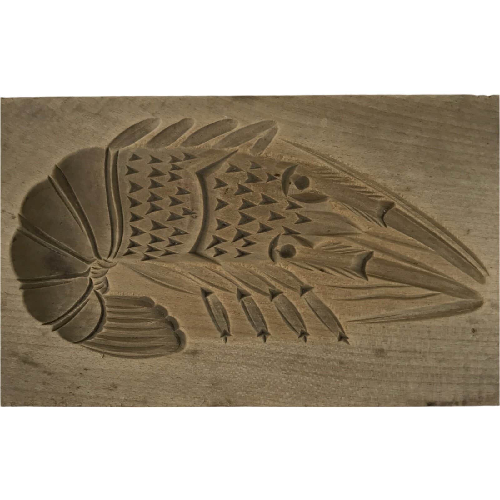 Japanese Wooden Carved Kashigata Cake Mold Vtg Wagashi Ebi Shrimp Prawn Kg648