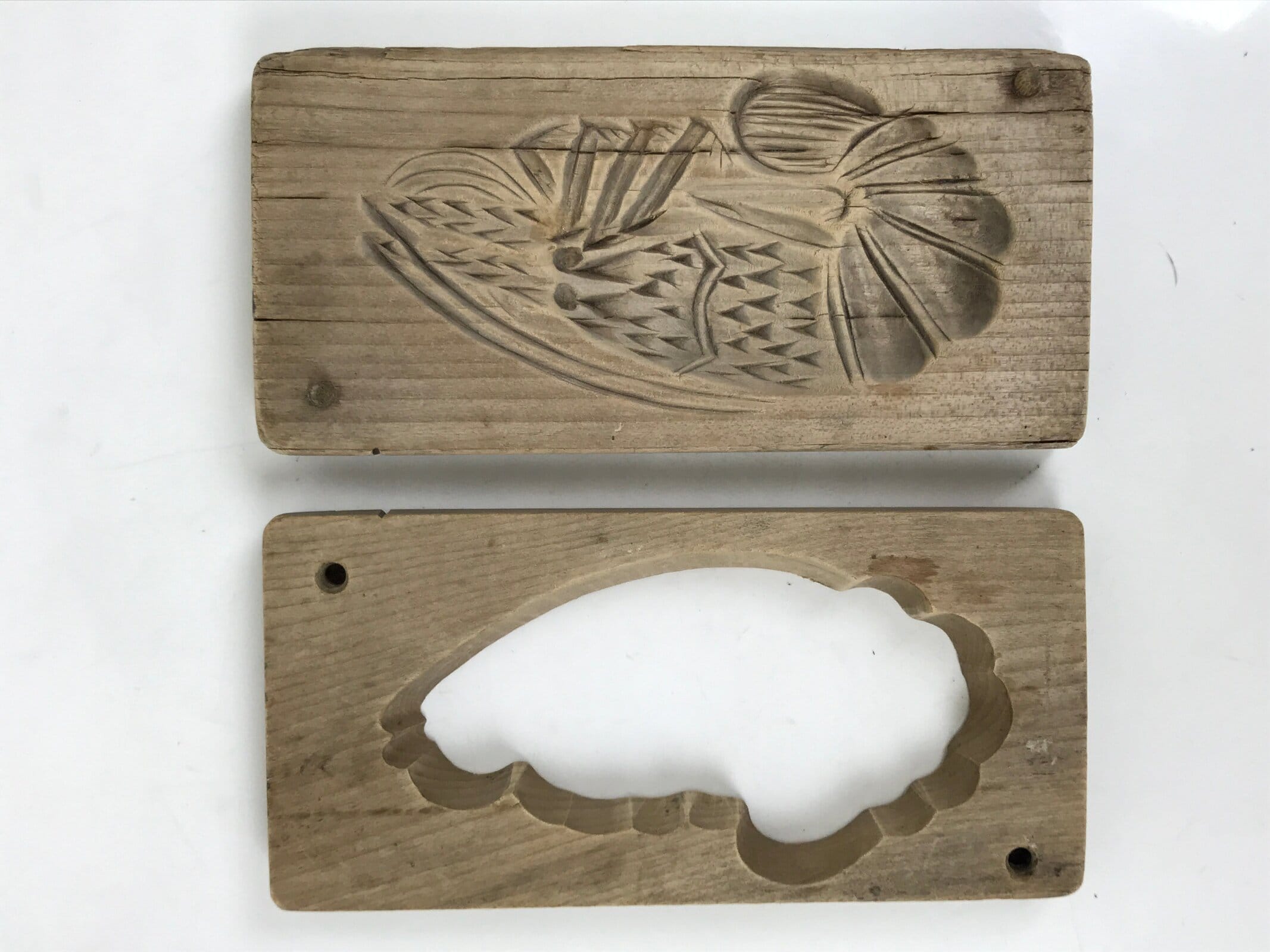 Japanese Wooden Carved Kashigata Cake Mold Vtg Wagashi Ebi Shrimp Prawn Kg662