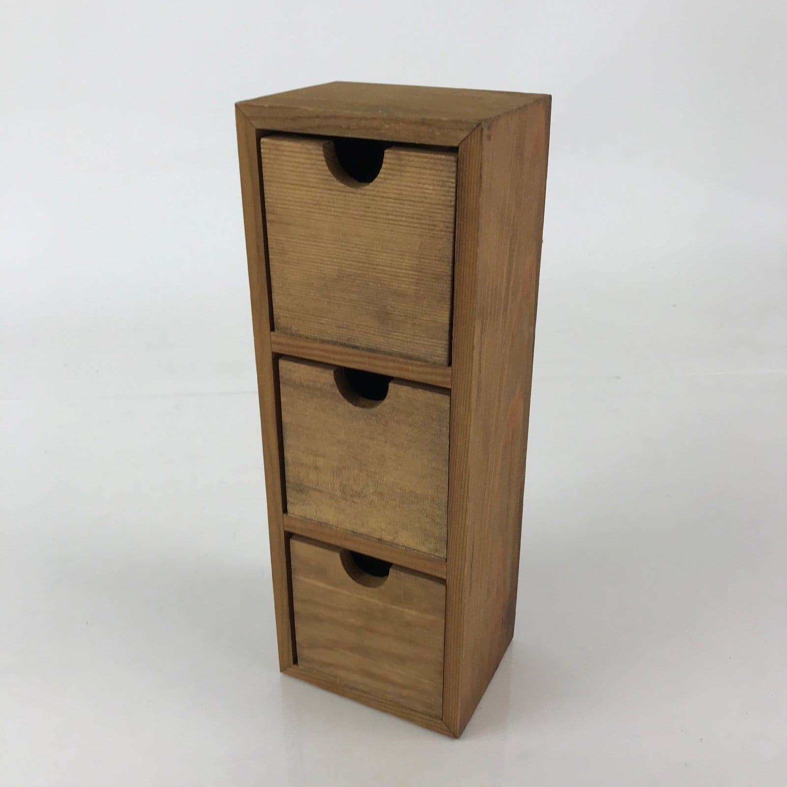 Japanese Wooden Chest 3 Drawers Box Vtg Medicine Box Accessory Case Brown T324