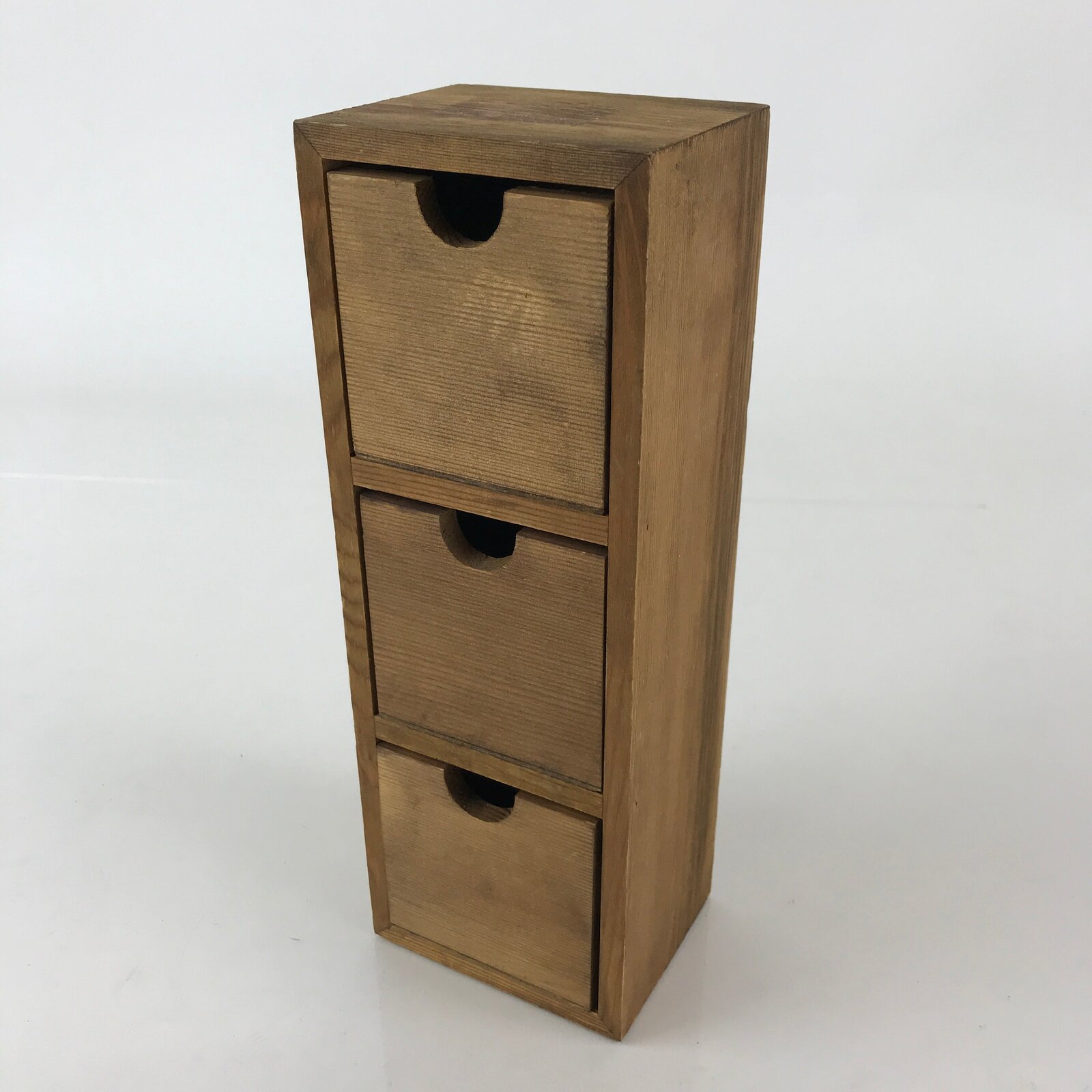 Japanese Wooden Chest 3 Drawers Box Vtg Medicine Box Accessory Case Brown T325