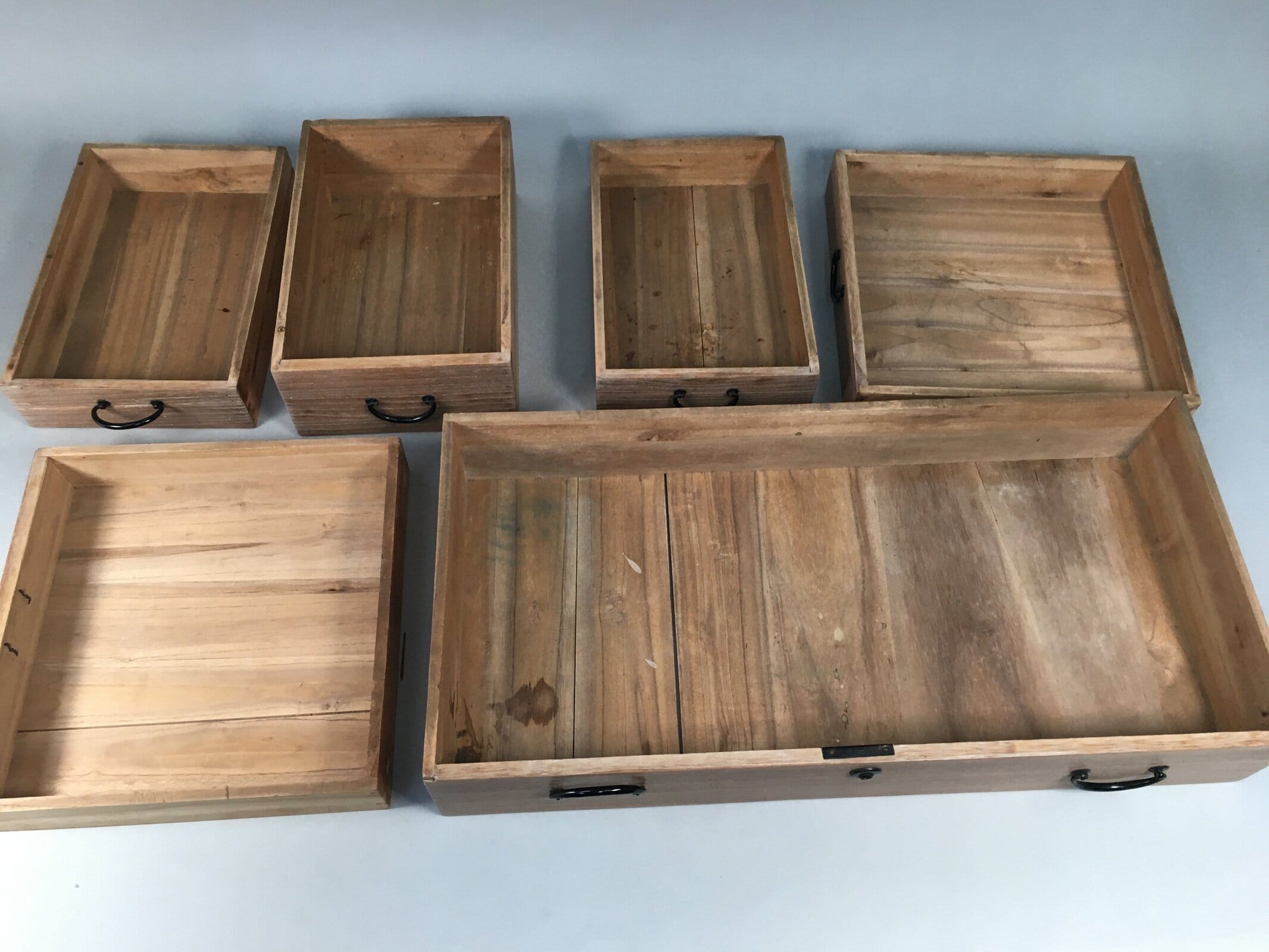 Japanese Wooden Chest Vtg Tansu 6 Drawer Sliding Door Brown T225