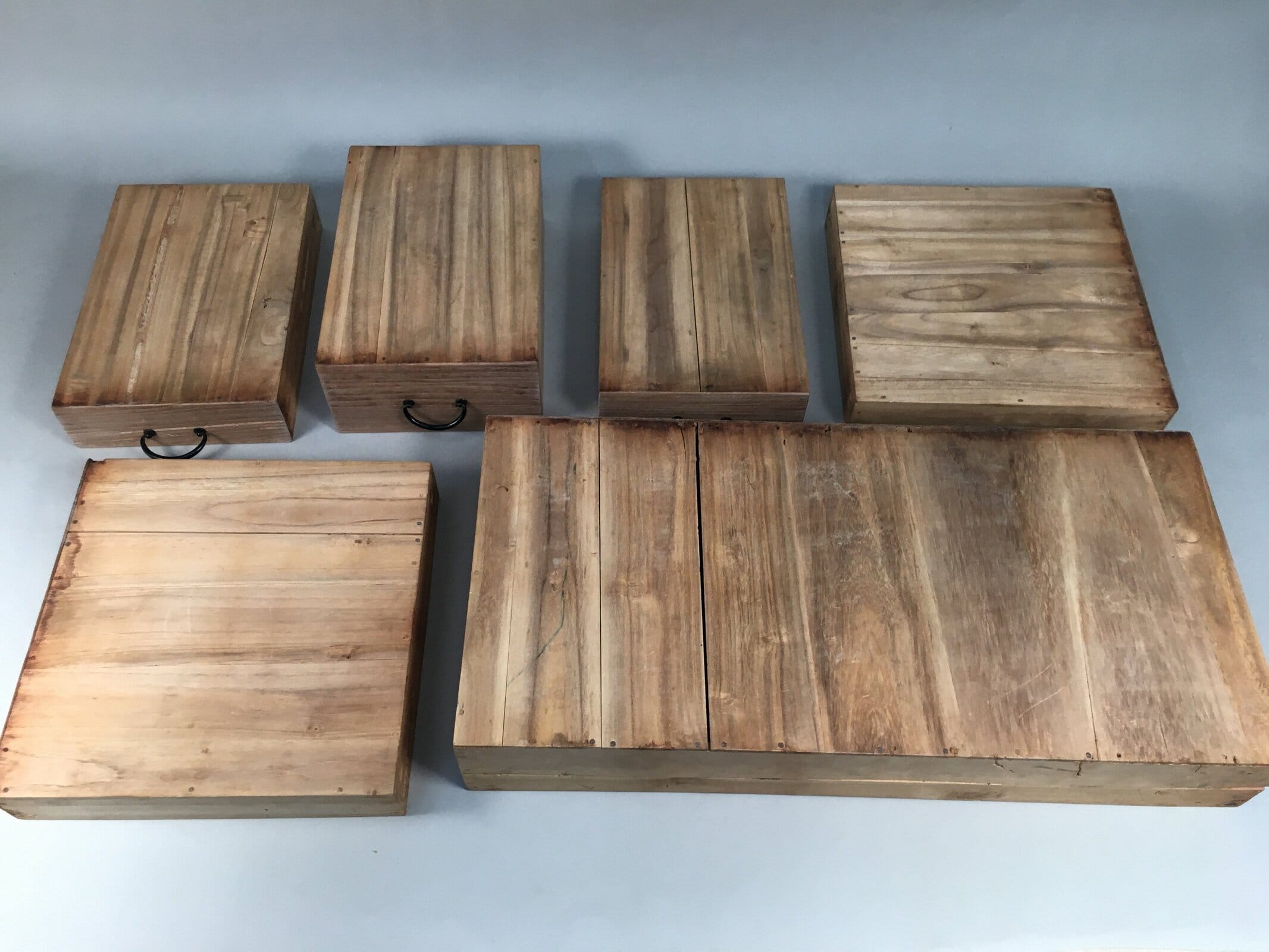 Japanese Wooden Chest Vtg Tansu 6 Drawer Sliding Door Brown T225