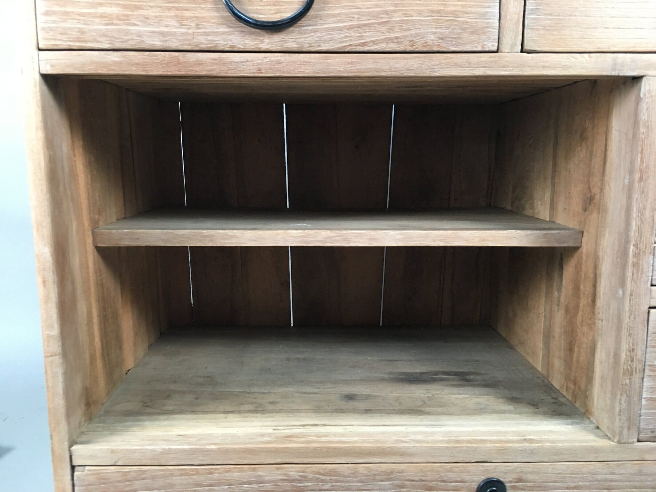 Japanese Wooden Chest Vtg Tansu 6 Drawer Sliding Door Brown T225