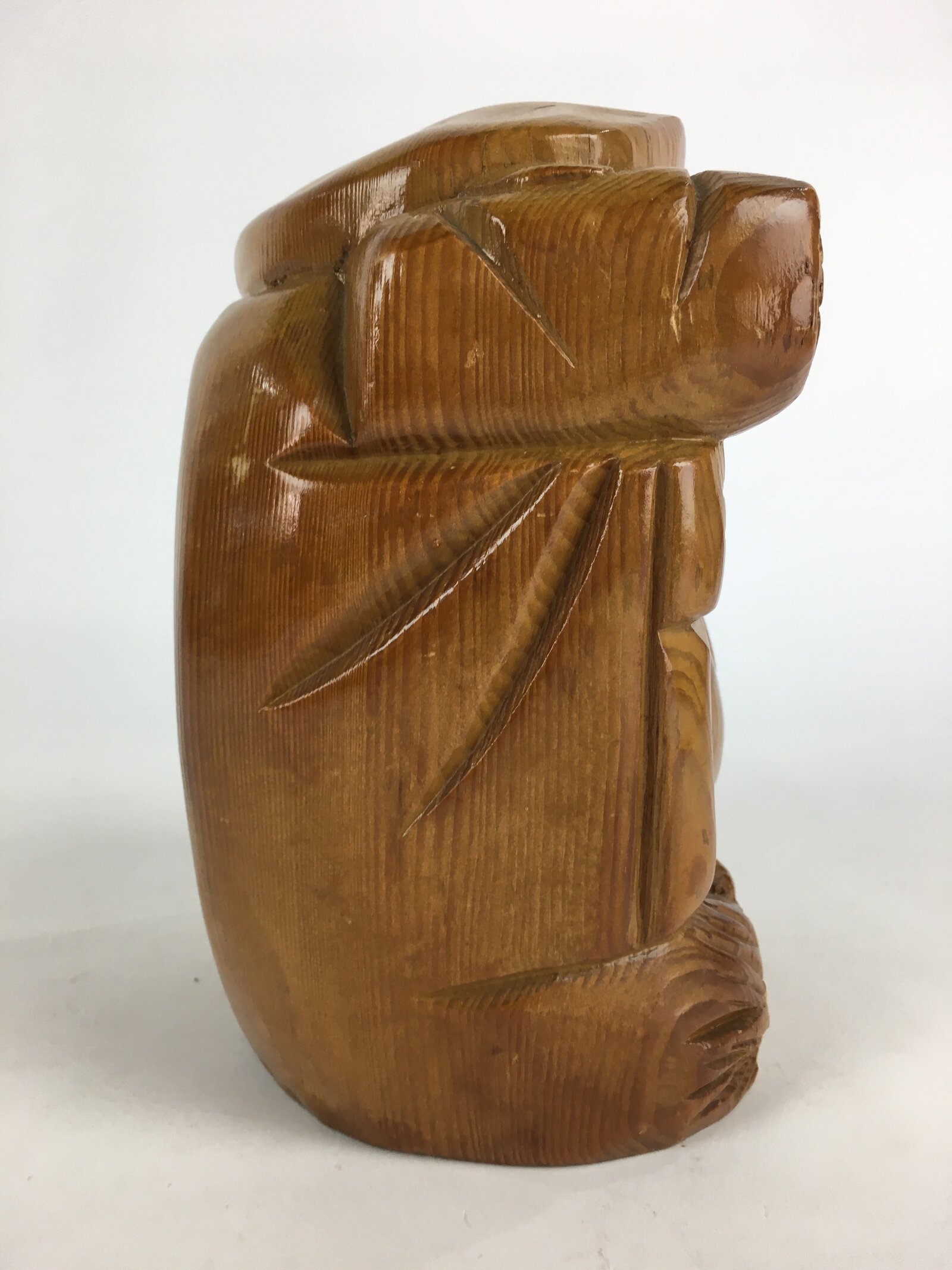 Japanese Wooden Daikokuten Statue Vtg Wood Carving 7 Lucky Gods Brown BD817