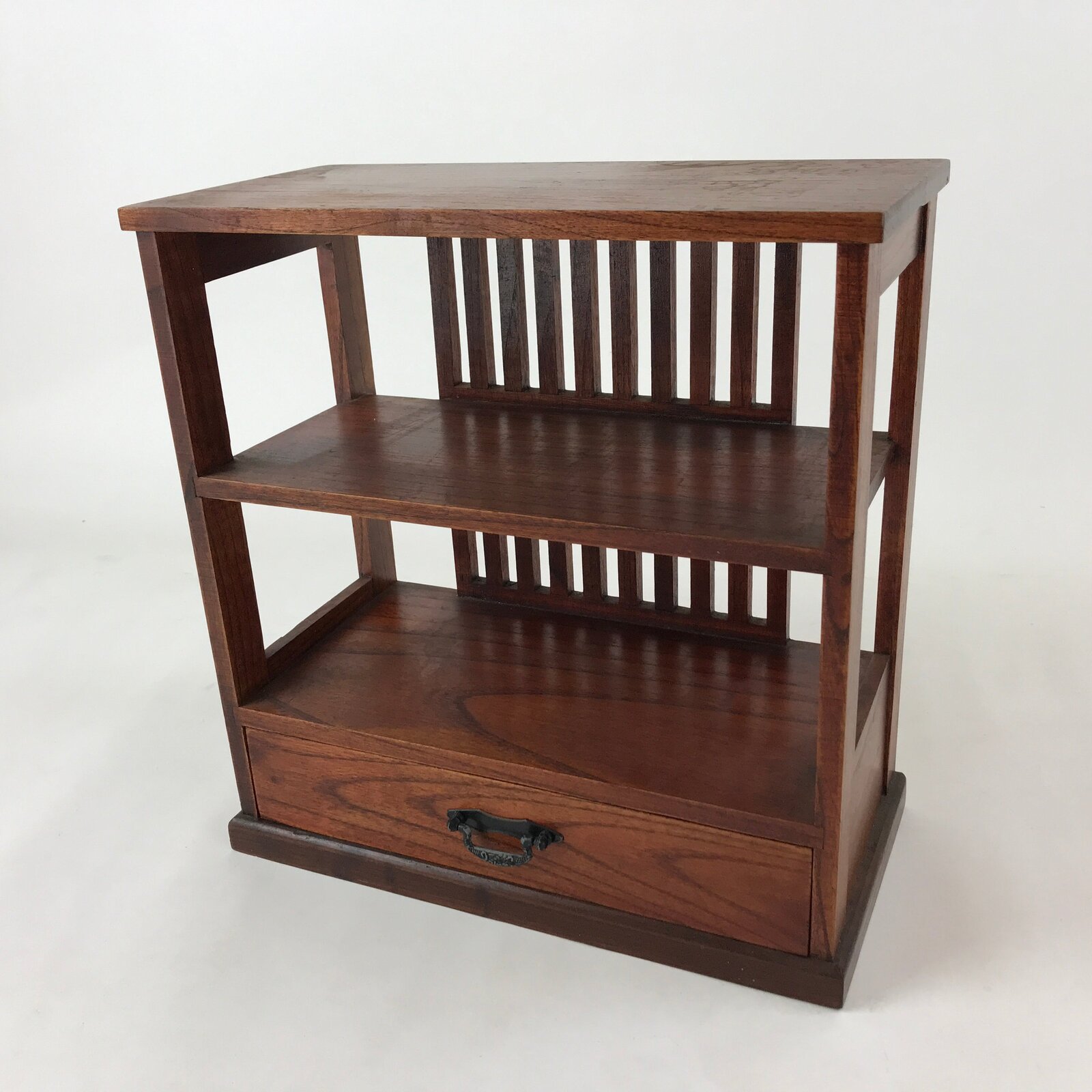 Japanese Wooden Display Shelf Vtg Shoji Style Tansu Chest Brown 1 Drawer T356