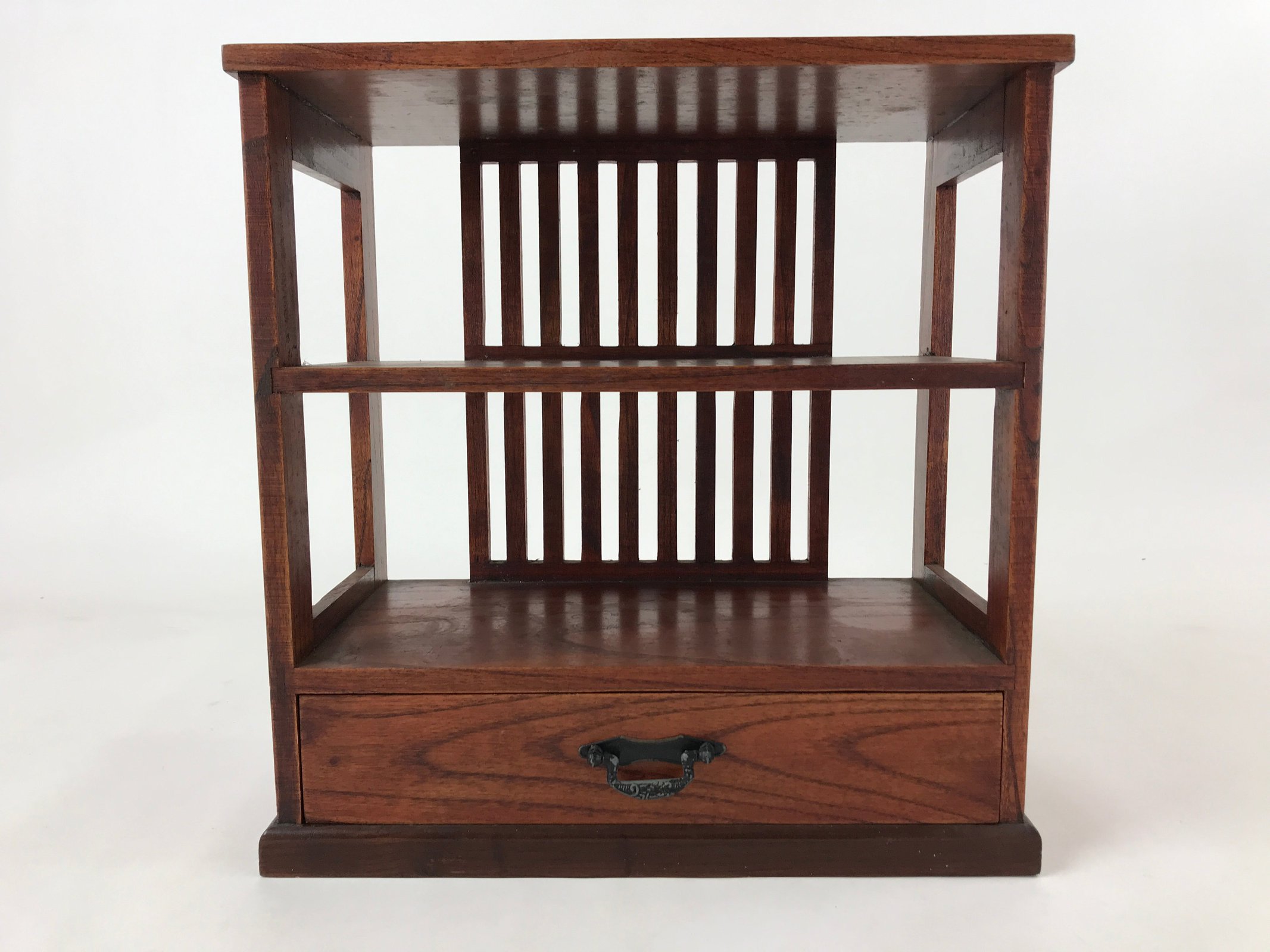 Japanese Wooden Display Shelf Vtg Shoji Style Tansu Chest Brown 1 Drawer T356