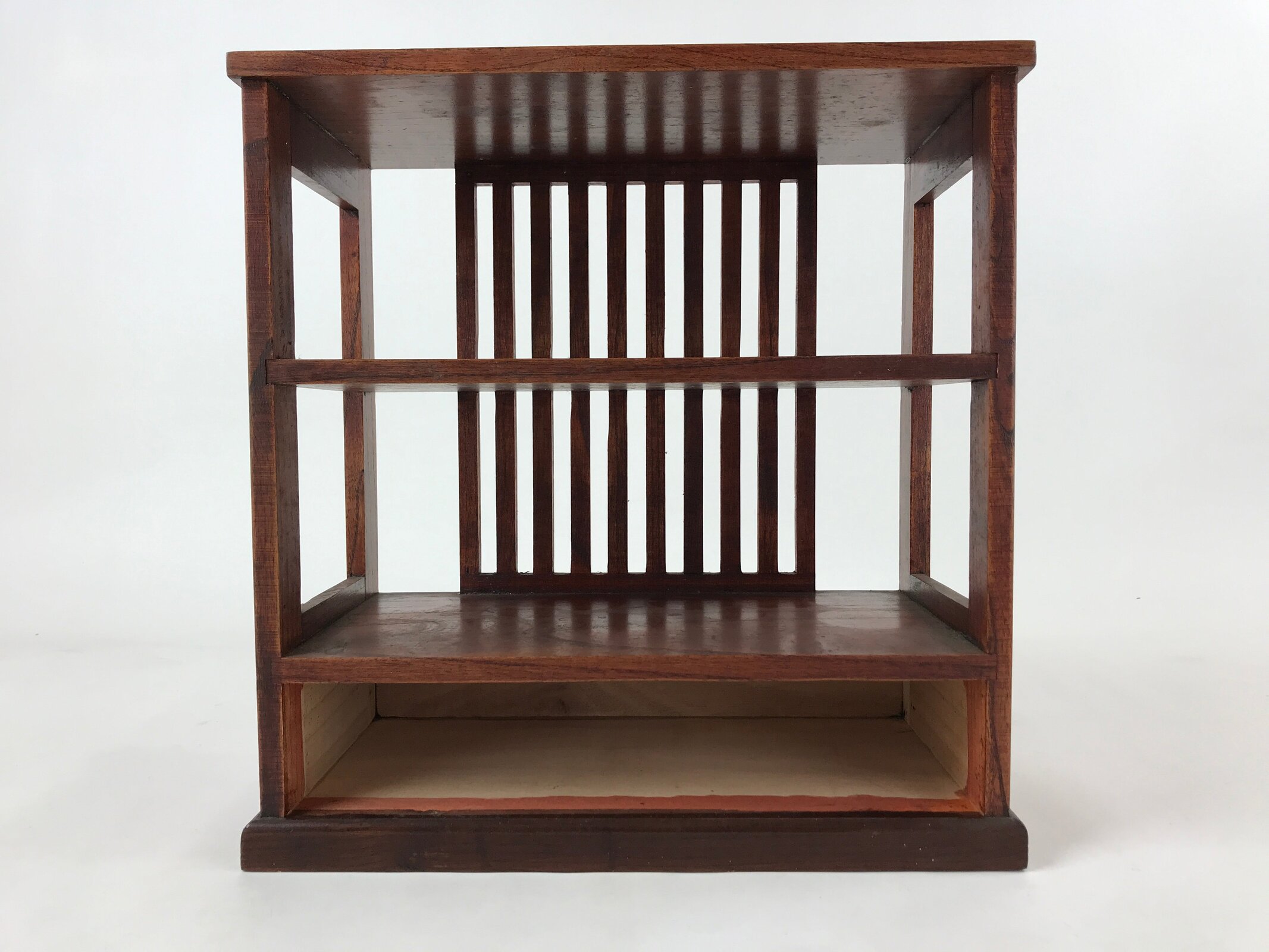 Japanese Wooden Display Shelf Vtg Shoji Style Tansu Chest Brown 1 Drawer T356