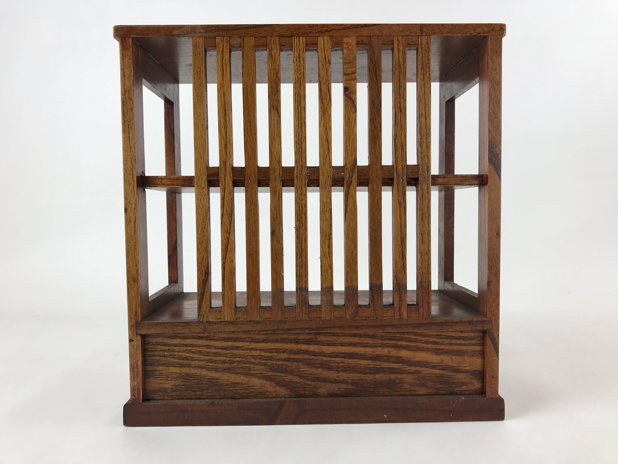 Japanese Wooden Display Shelf Vtg Shoji Style Tansu Chest Brown 1 Drawer T356