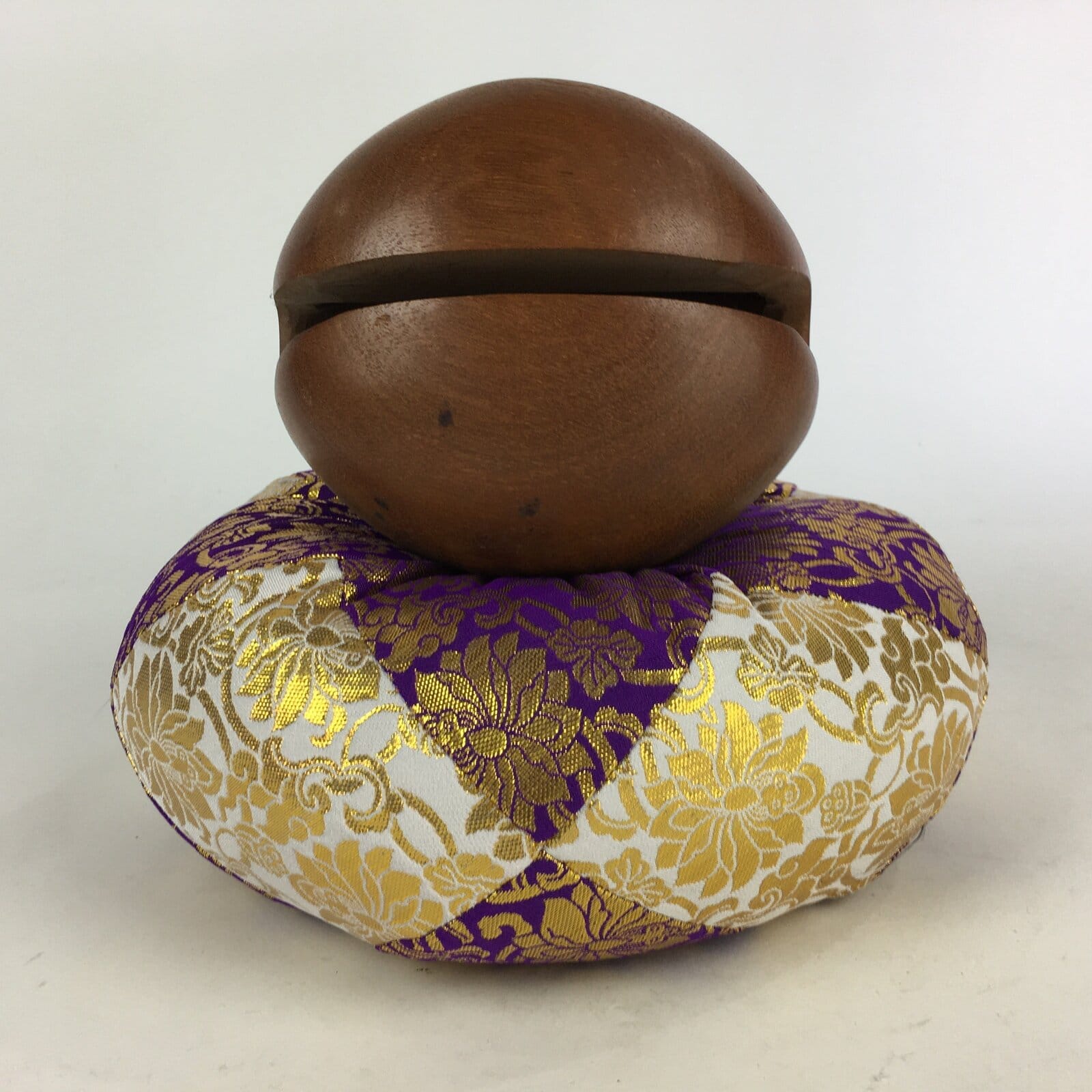 Japanese Wooden Drum Mokugyo Buddhist Altar Fitting Vtg Carving BU732