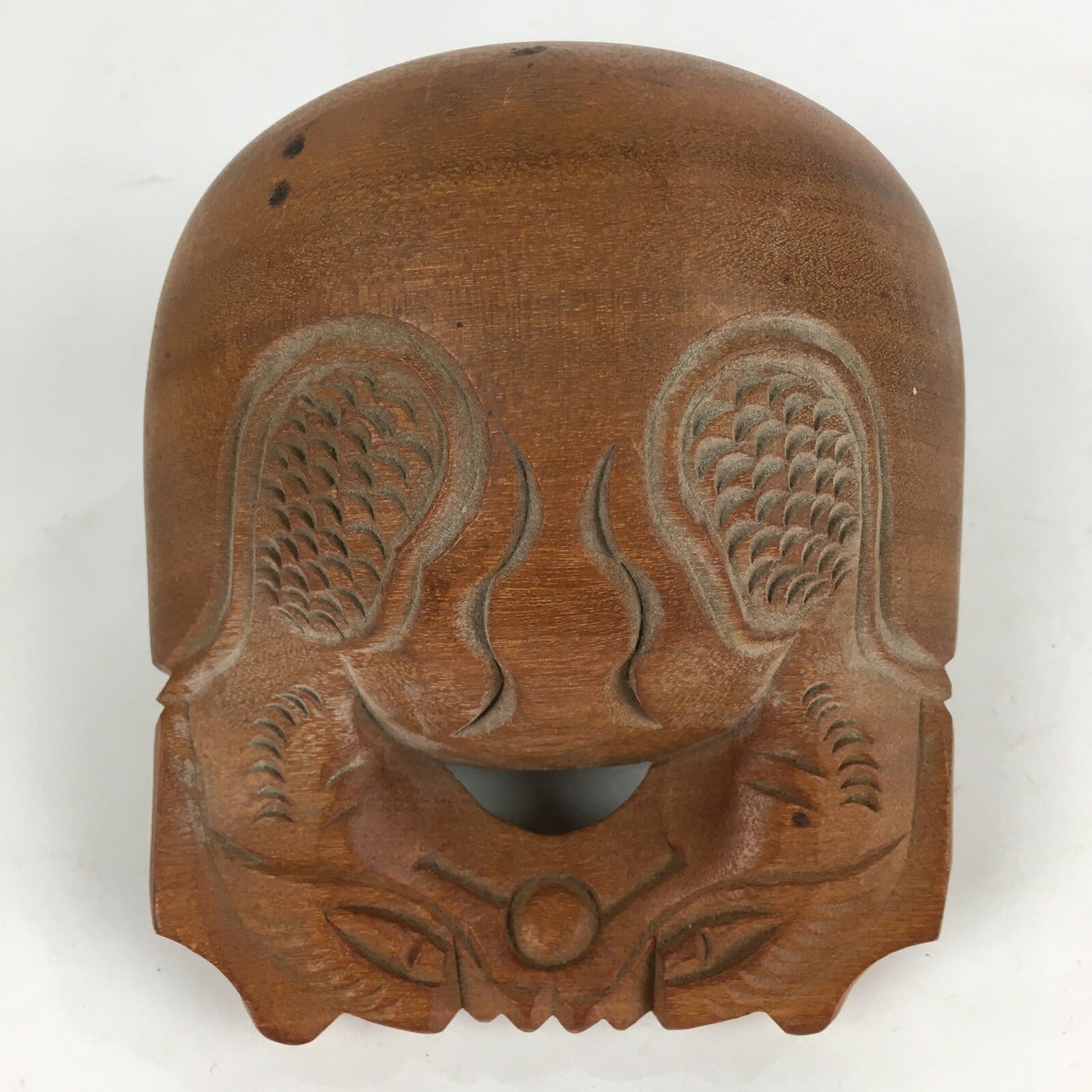 Japanese Wooden Drum Mokugyo Buddhist Altar Fitting Vtg Carving BU732