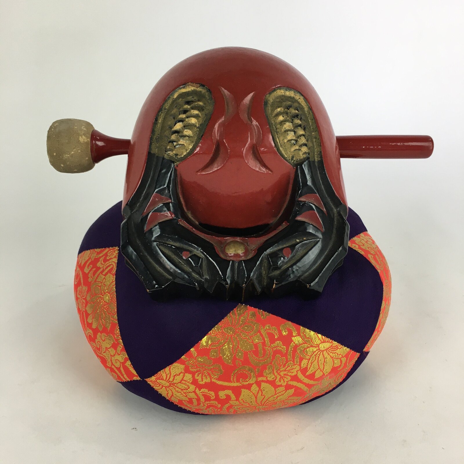 Japanese Wooden Drum Mokugyo Buddhist Altar Fitting Vtg Carving BU733