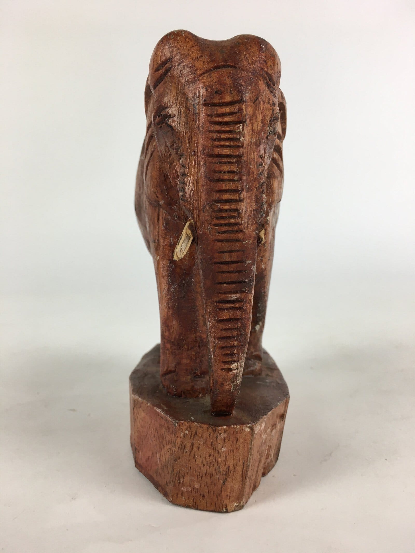 Japanese Wooden Elephant Statue Vtg Wood Carving Hand-Crafted Brown BD819
