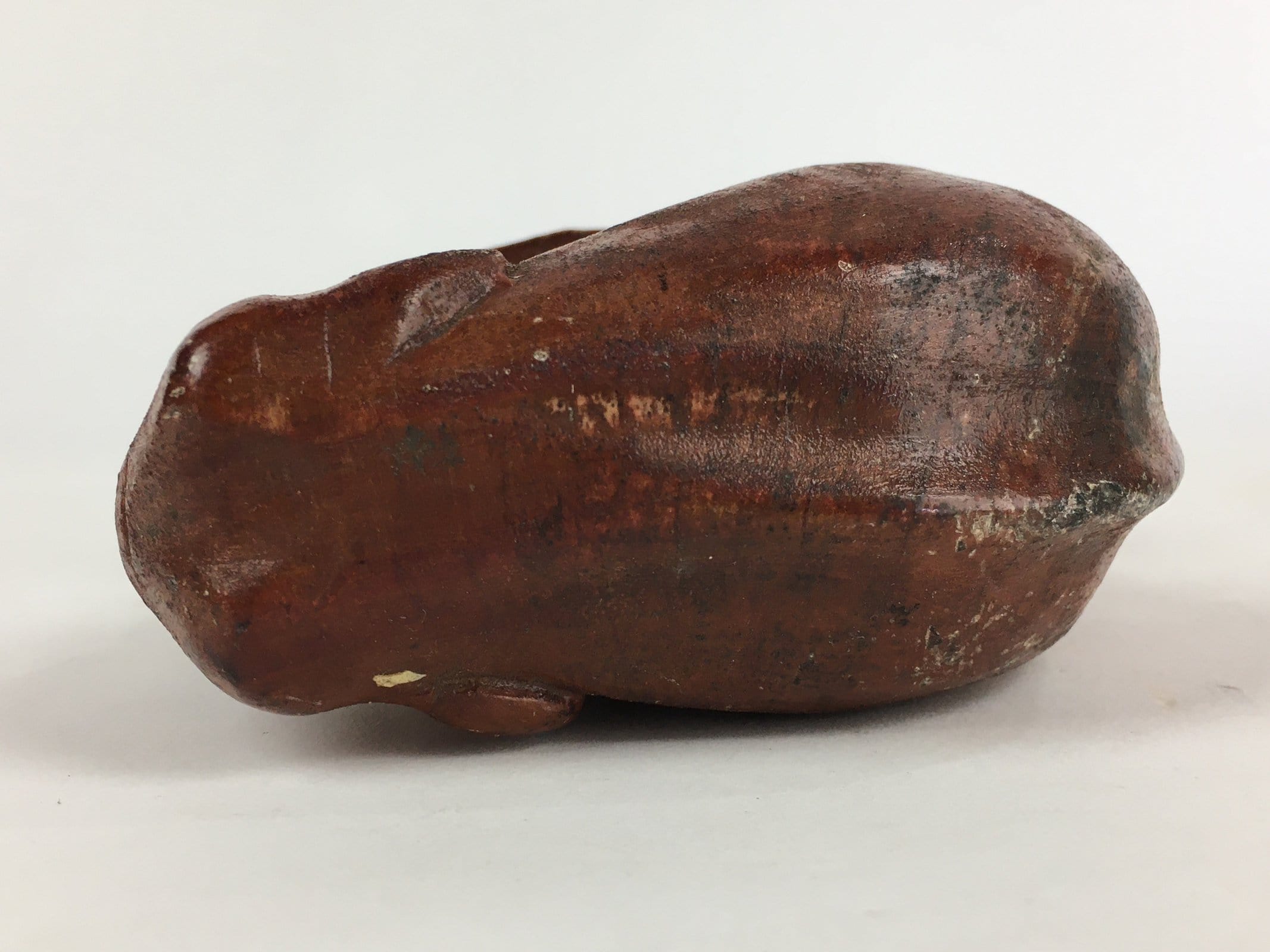 Japanese Wooden Elephant Statue Vtg Wood Carving Hand-Crafted Brown BD819