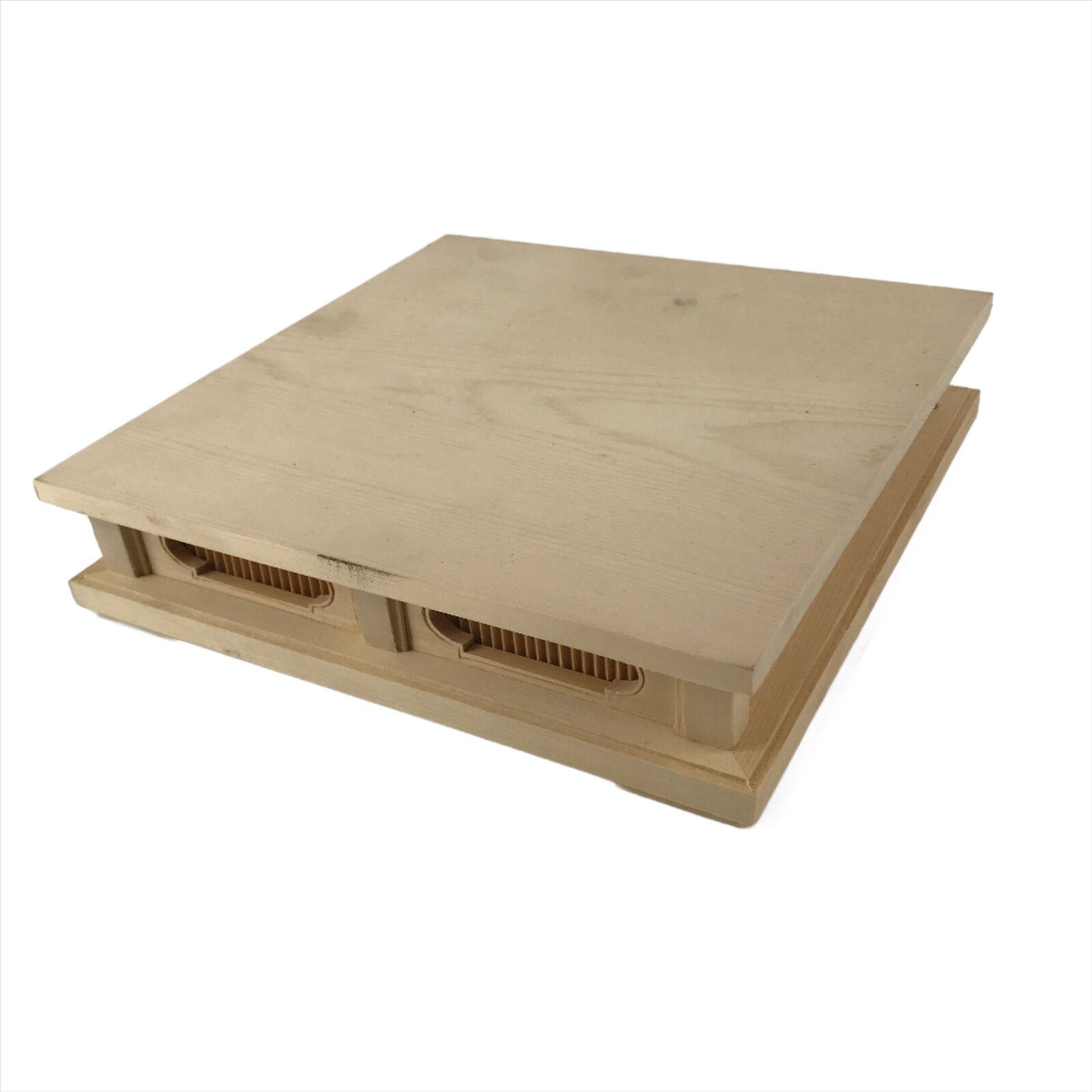 Japanese Wooden Flower Vase Stand Vtg Carved Display Kadai Board Ikebana WT509