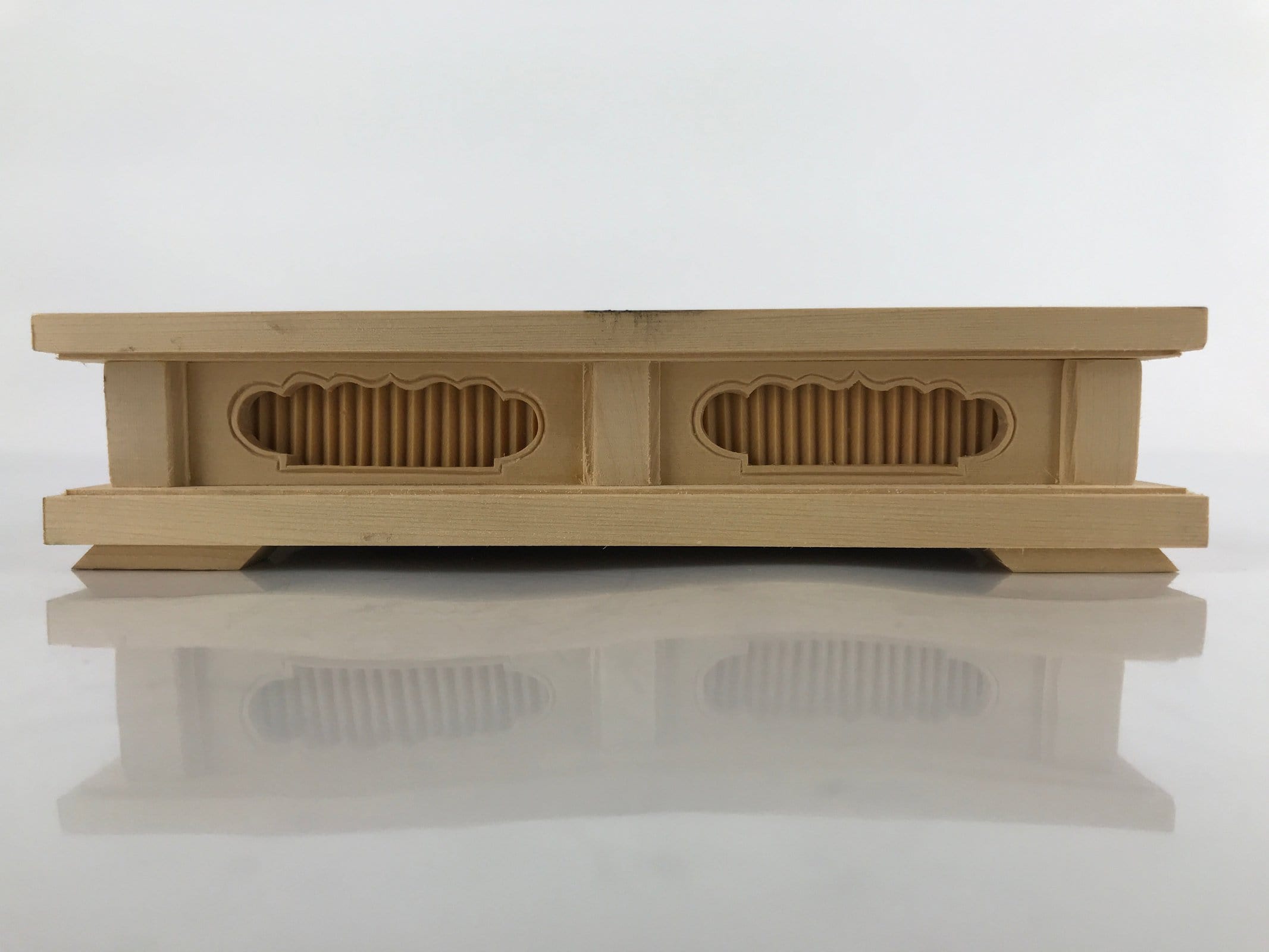 Japanese Wooden Flower Vase Stand Vtg Carved Display Kadai Board Ikebana WT509