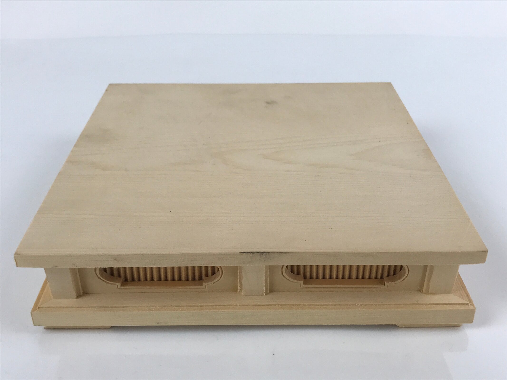 Japanese Wooden Flower Vase Stand Vtg Carved Display Kadai Board Ikebana WT509