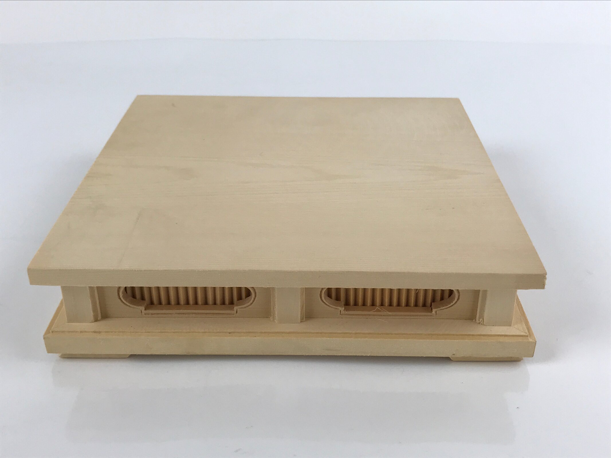 Japanese Wooden Flower Vase Stand Vtg Carved Display Kadai Board Ikebana WT512