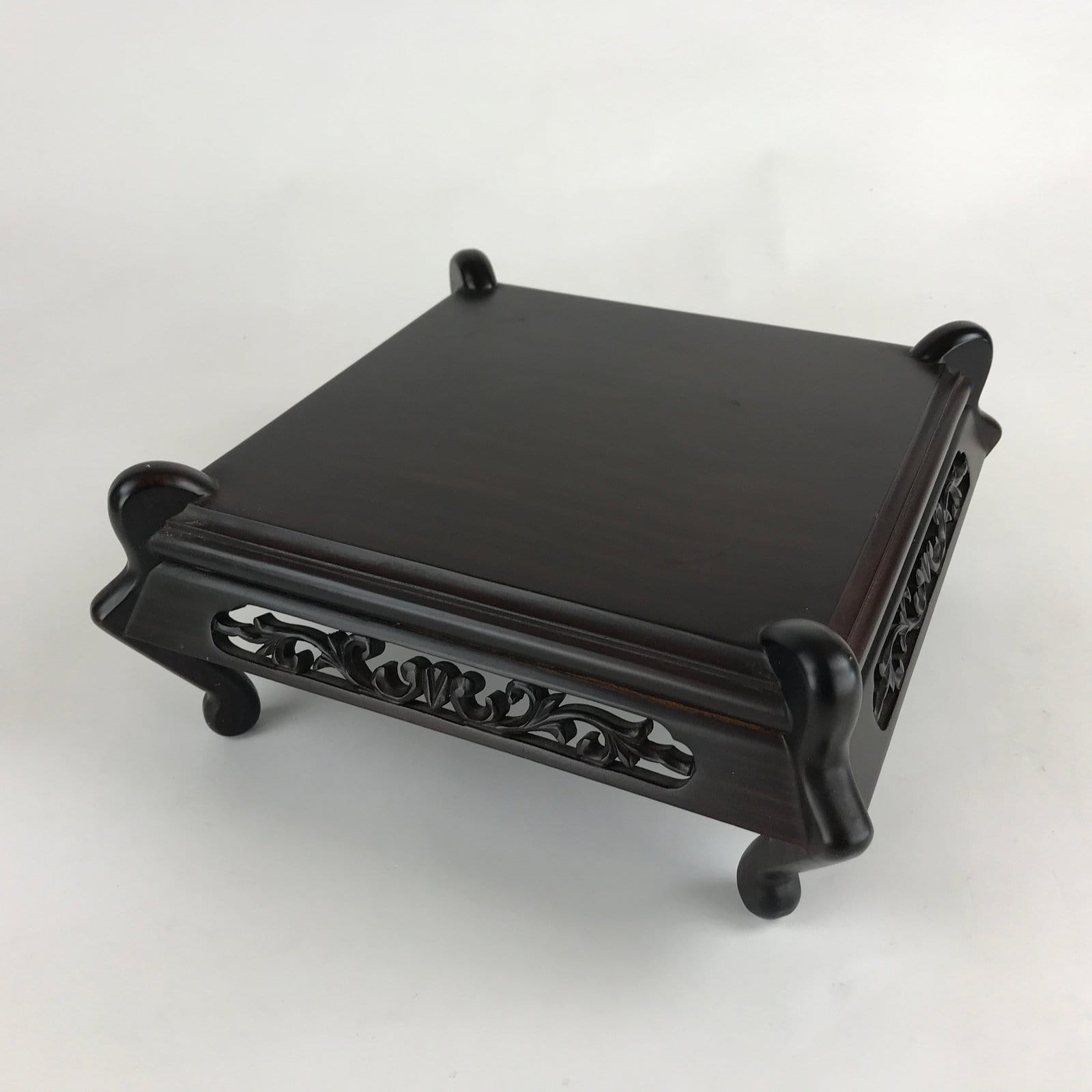 Japanese Wooden Flower Vase Stand Vtg Square Kadai Board Ikebana Bonsai WT427