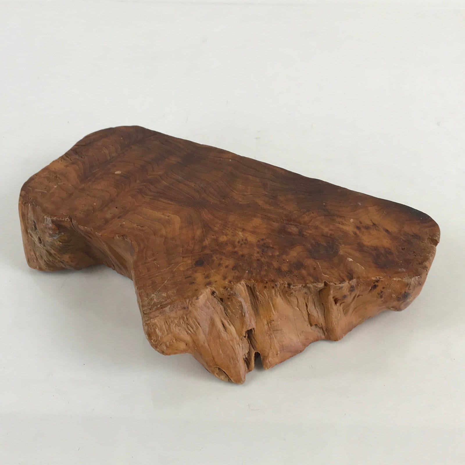 Japanese Wooden Flower Vase Stand Vtg Unique Kadai Board Ikebana Bonsai WT414