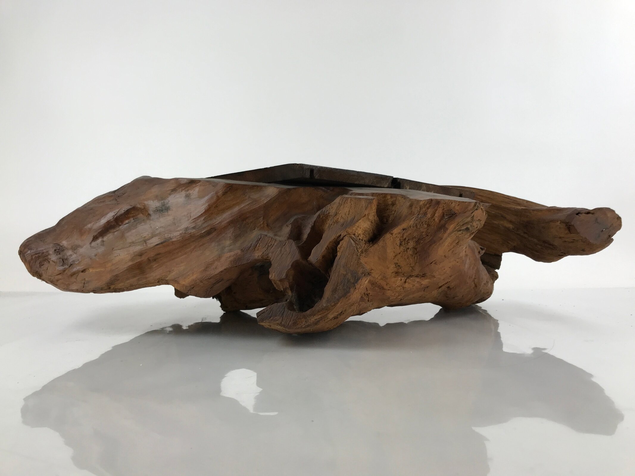 Japanese Wooden Flower Vase Stand Vtg Unique Kadai Board Ikebana Bonsai WT526