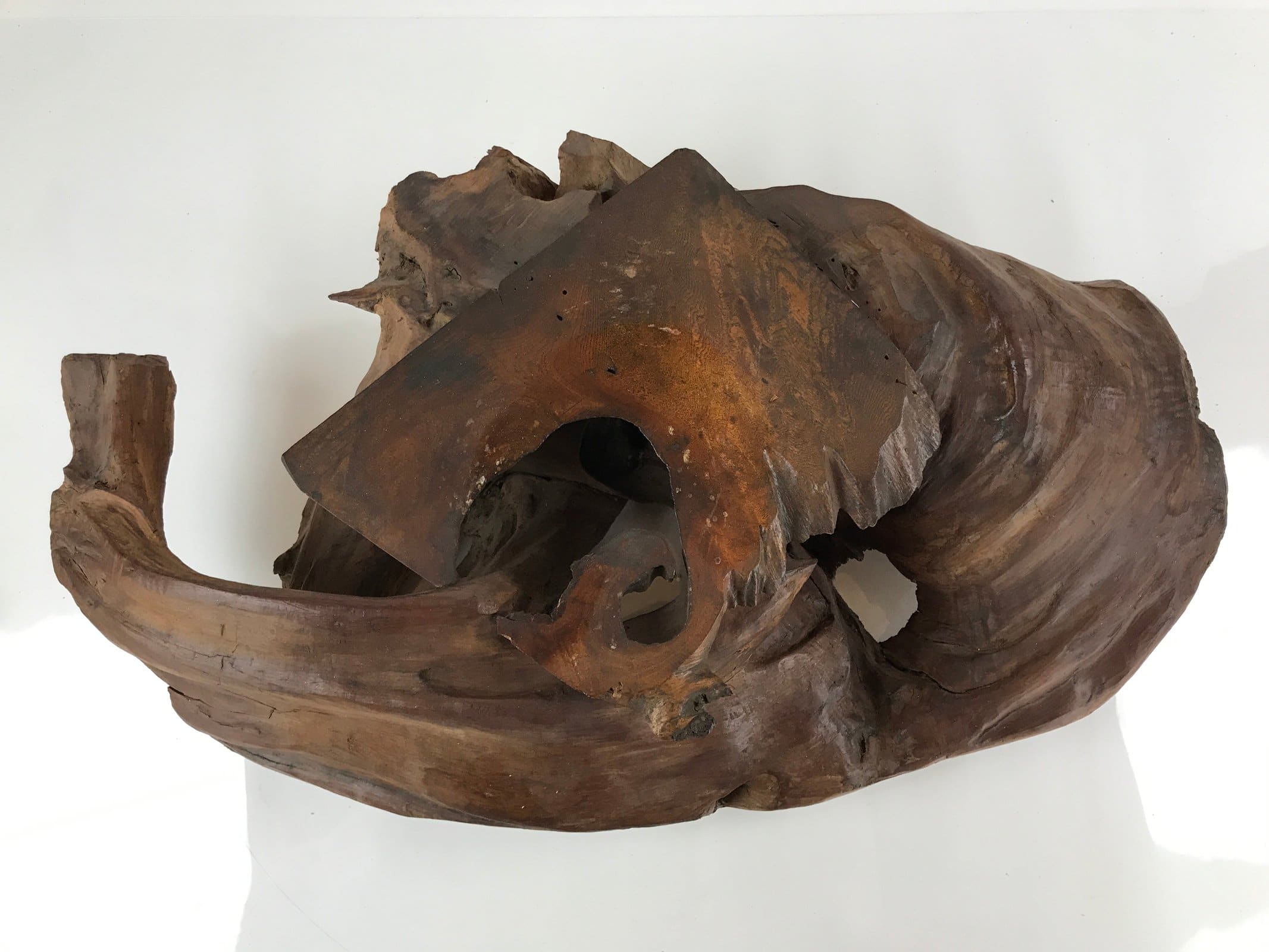 Japanese Wooden Flower Vase Stand Vtg Unique Kadai Board Ikebana Bonsai WT526