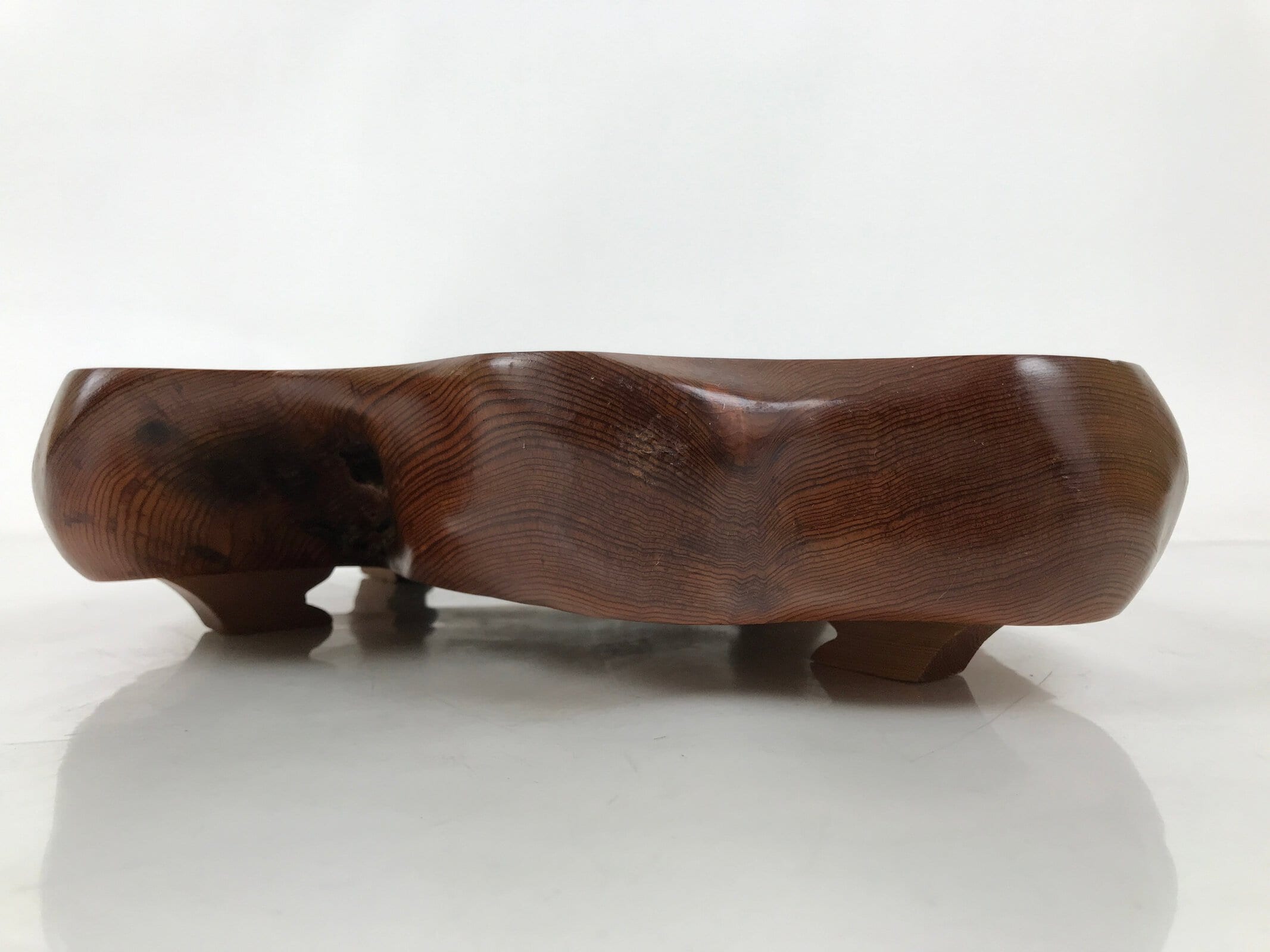 Japanese Wooden Flower Vase Stand Vtg Unique Kadai Board Ikebana Bonsai WT554