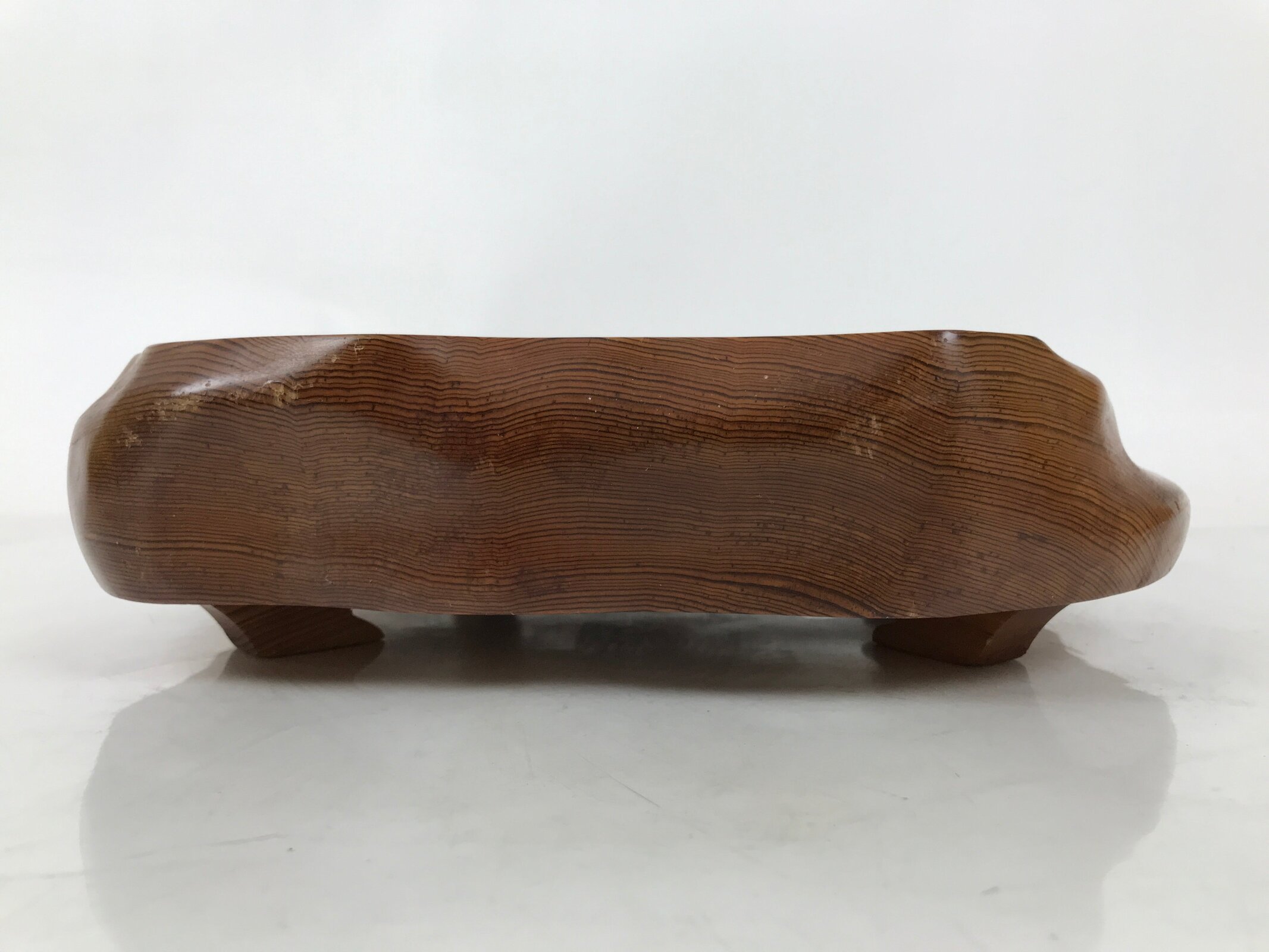 Japanese Wooden Flower Vase Stand Vtg Unique Kadai Board Ikebana Bonsai WT554