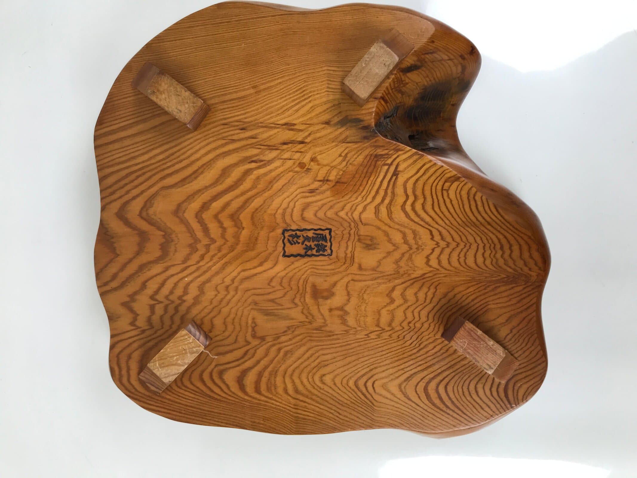 Japanese Wooden Flower Vase Stand Vtg Unique Kadai Board Ikebana Bonsai WT554